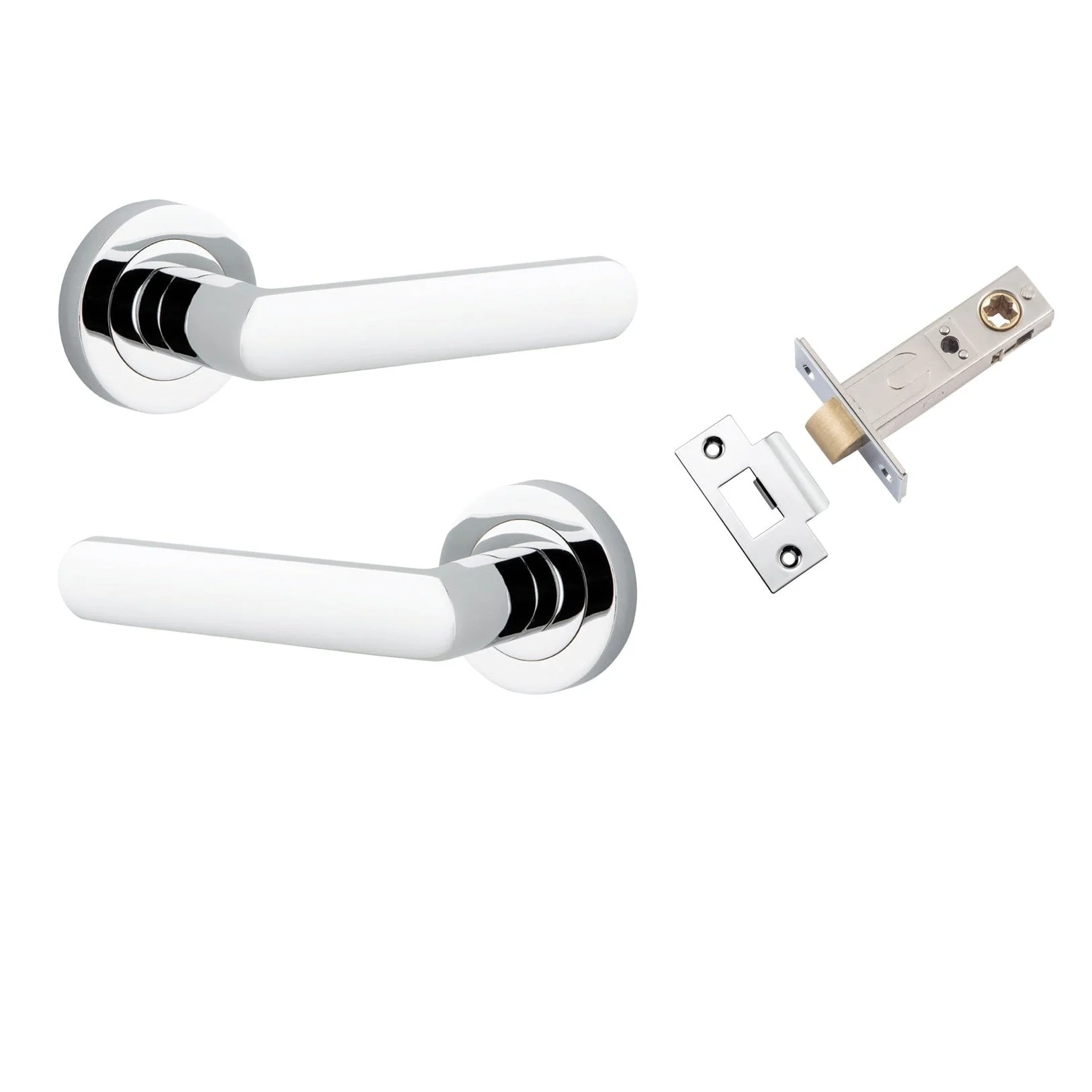 Iver Door Handle Osaka Round Rose Polished Chrome Passage Kit