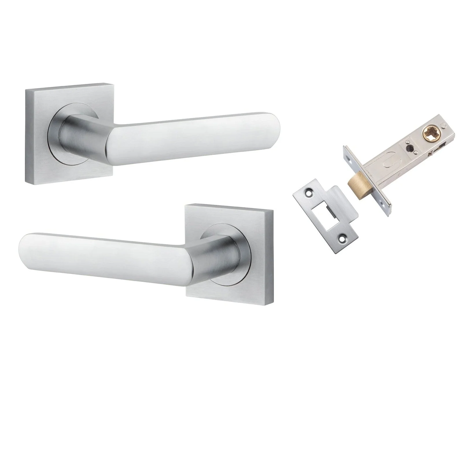 Iver Door Handle Osaka Square Rose Brushed Chrome Passage Kit