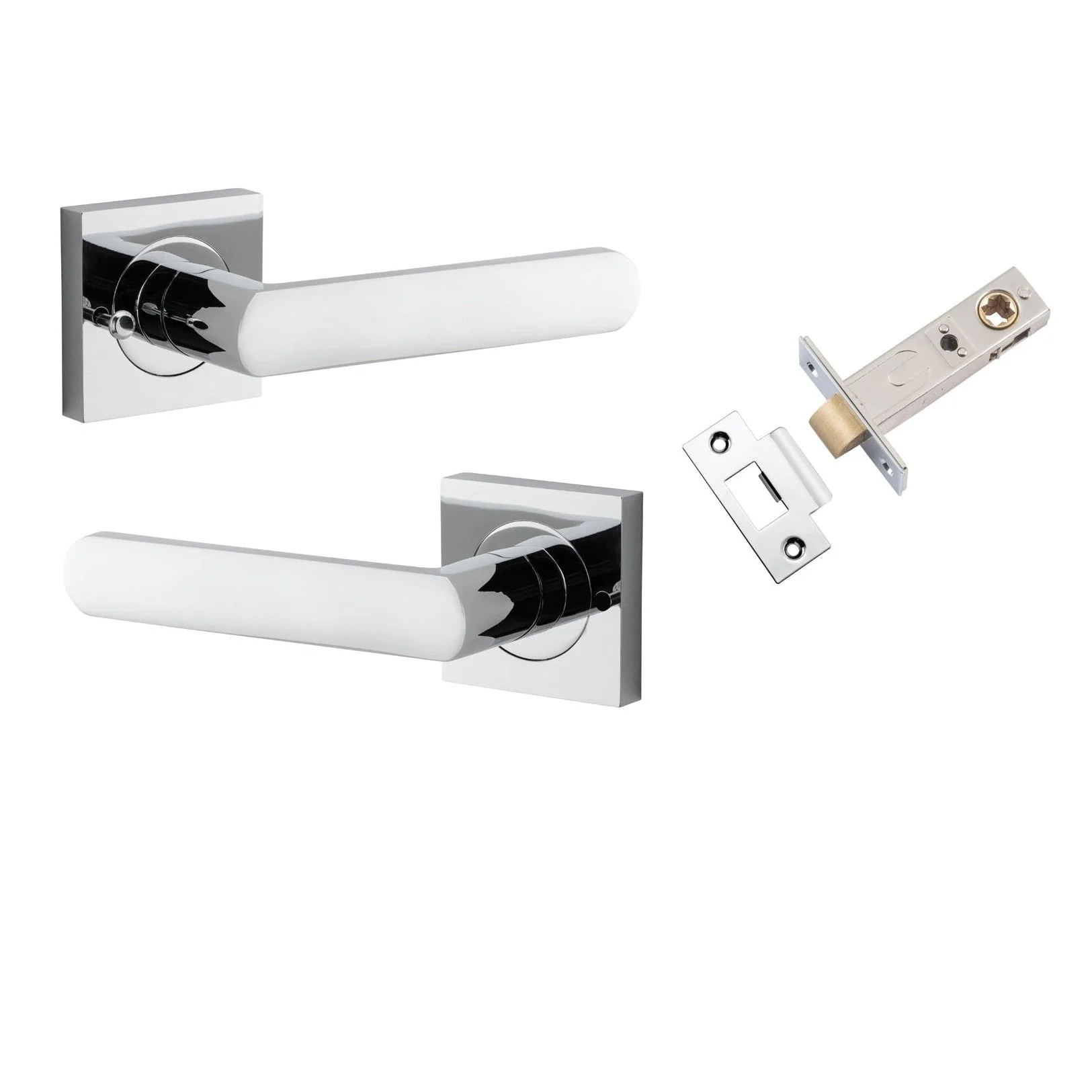 Iver Door Handle Osaka Square Rose Inbuilt Privacy Pair Kit Polished Chrome