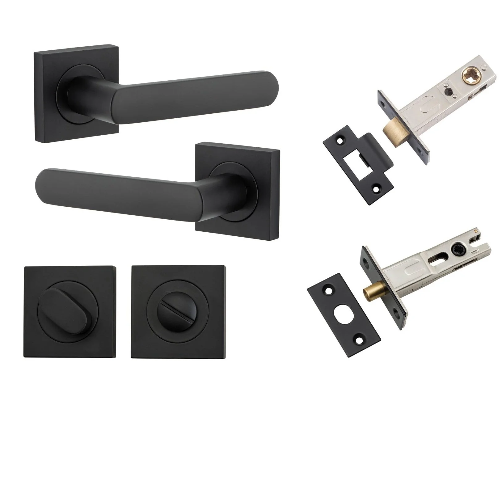 Iver Door Handle Osaka Square Rose Matt Black Privacy Kit