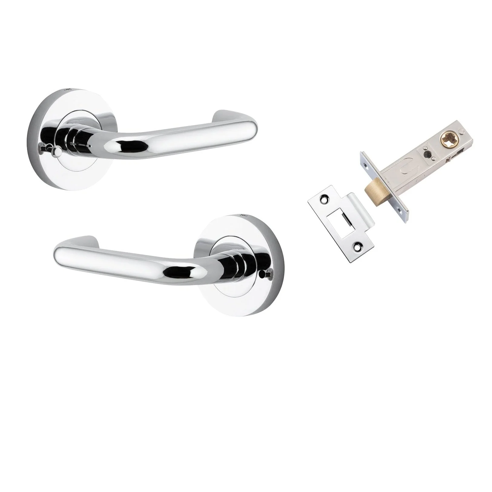 Iver Door Handle Oslo Round Rose Inbuilt Privacy Pair Kit Polished Chrome