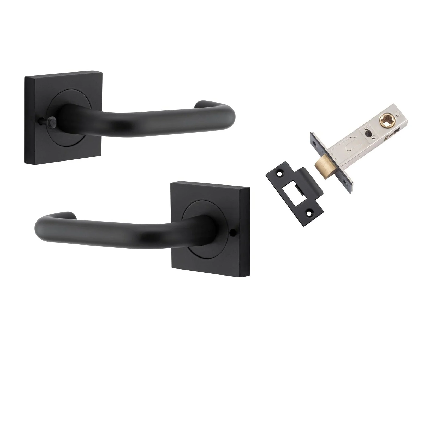 Iver Door Handle Oslo Square Rose Inbuilt Privacy Pair Kit Matt Black