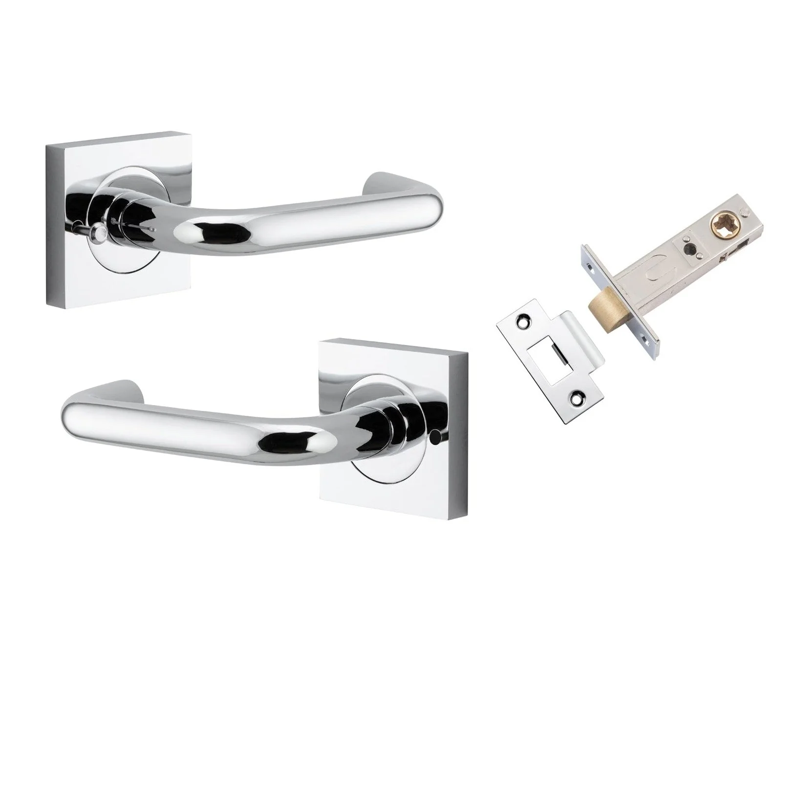 Iver Door Handle Oslo Square Rose Inbuilt Privacy Pair Kit Polished Chrome