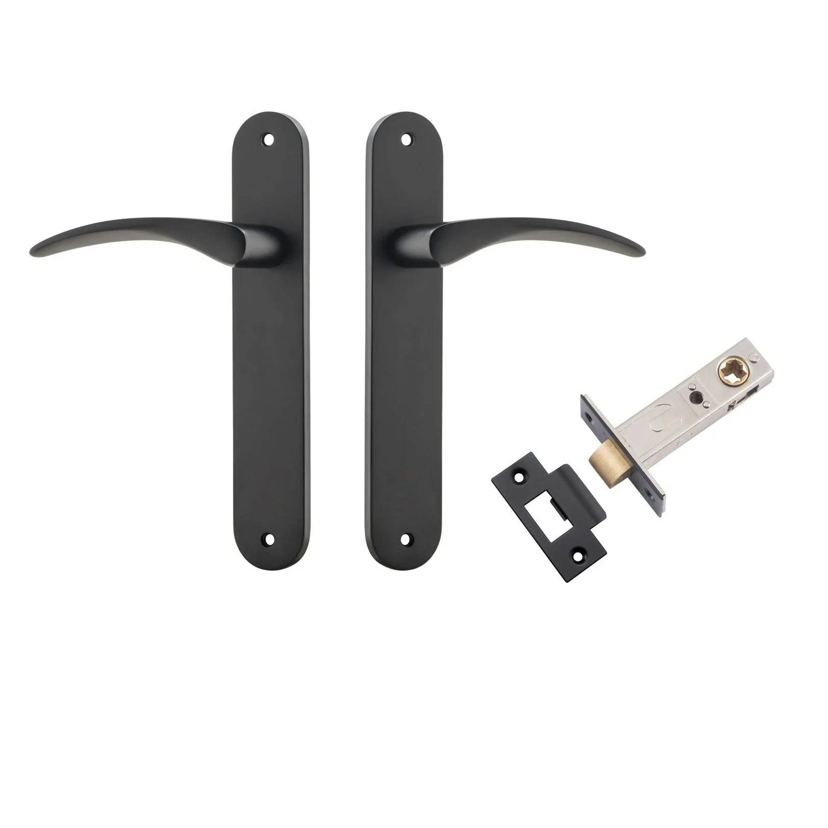 Iver Door Handle Oxford Oval Latch Matt Black Passage Kit