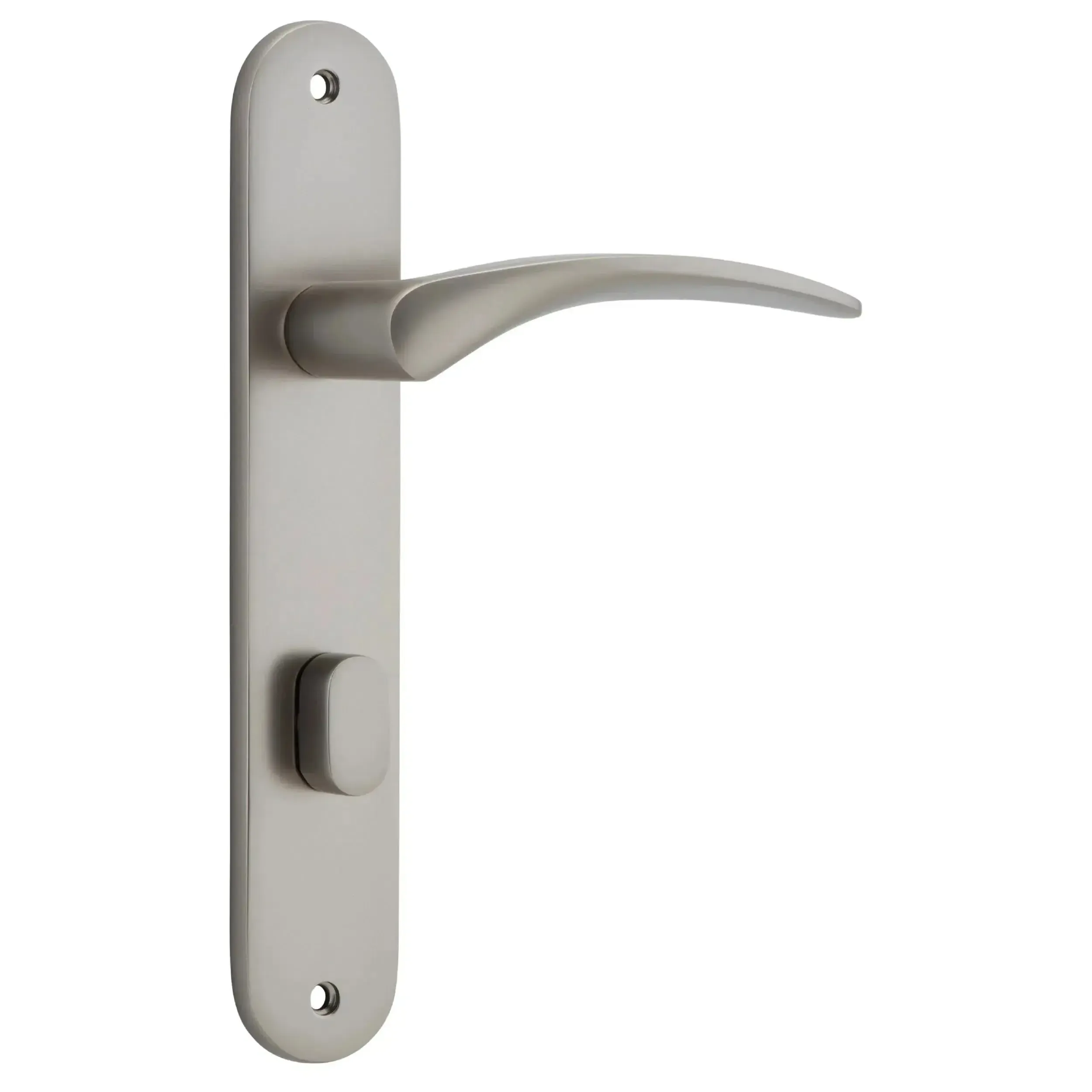 Iver Door Handle Oxford Oval Privacy Pair Satin Nickel