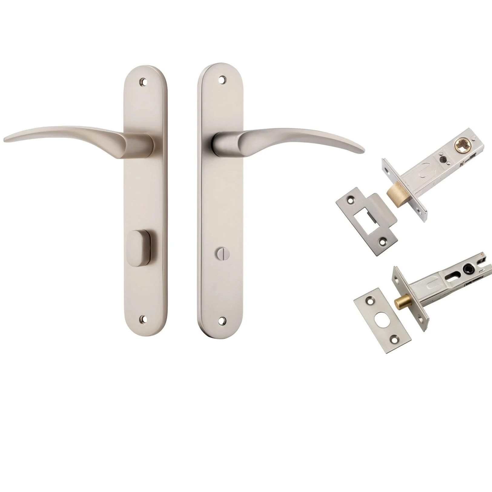 Iver Door Handle Oxford Oval Privacy Satin Nickel Inbuilt Privacy Kit