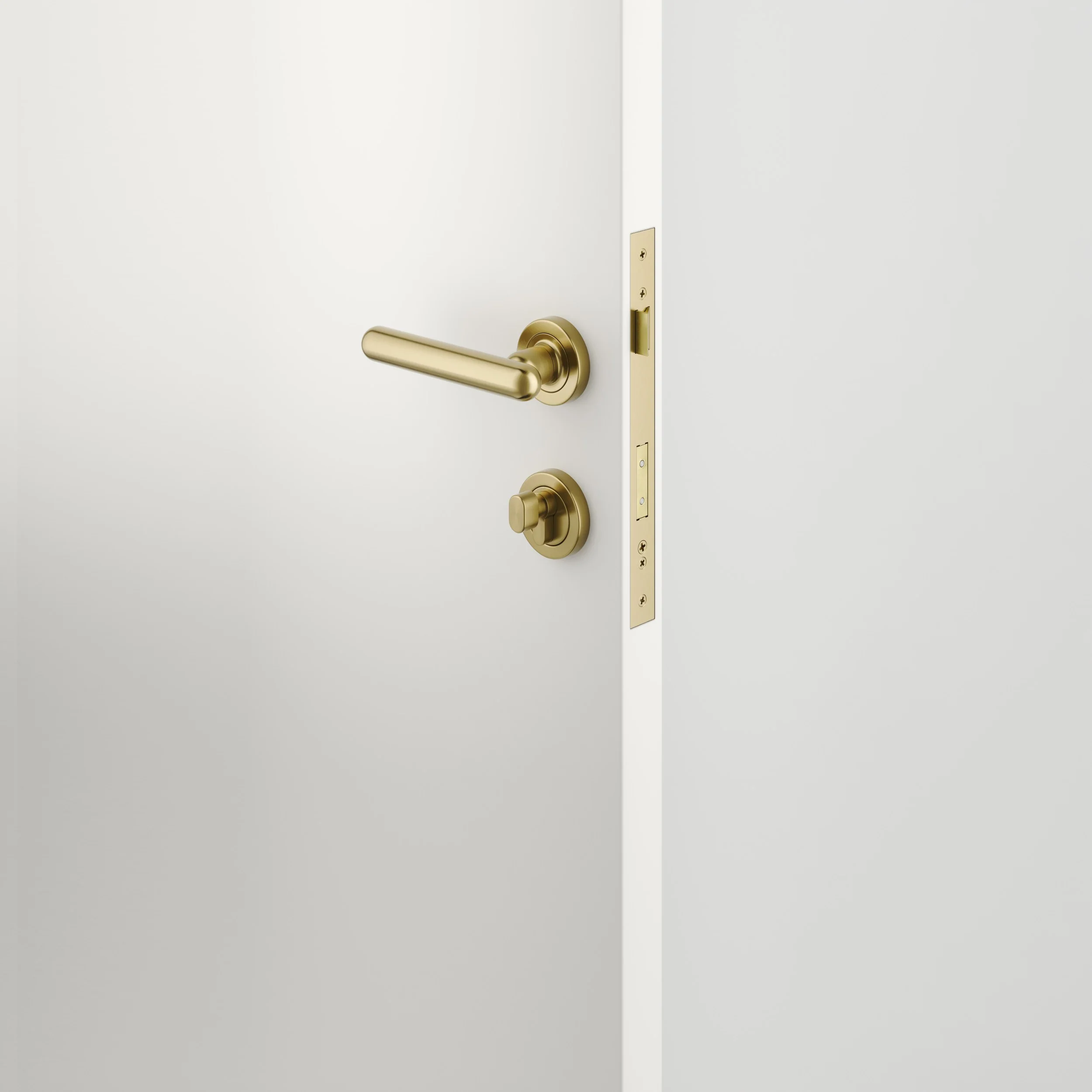 Iver Door Handle Puerto Rose Round Brushed Gold PVD Key / Thumb Entrance Kit - Image 2
