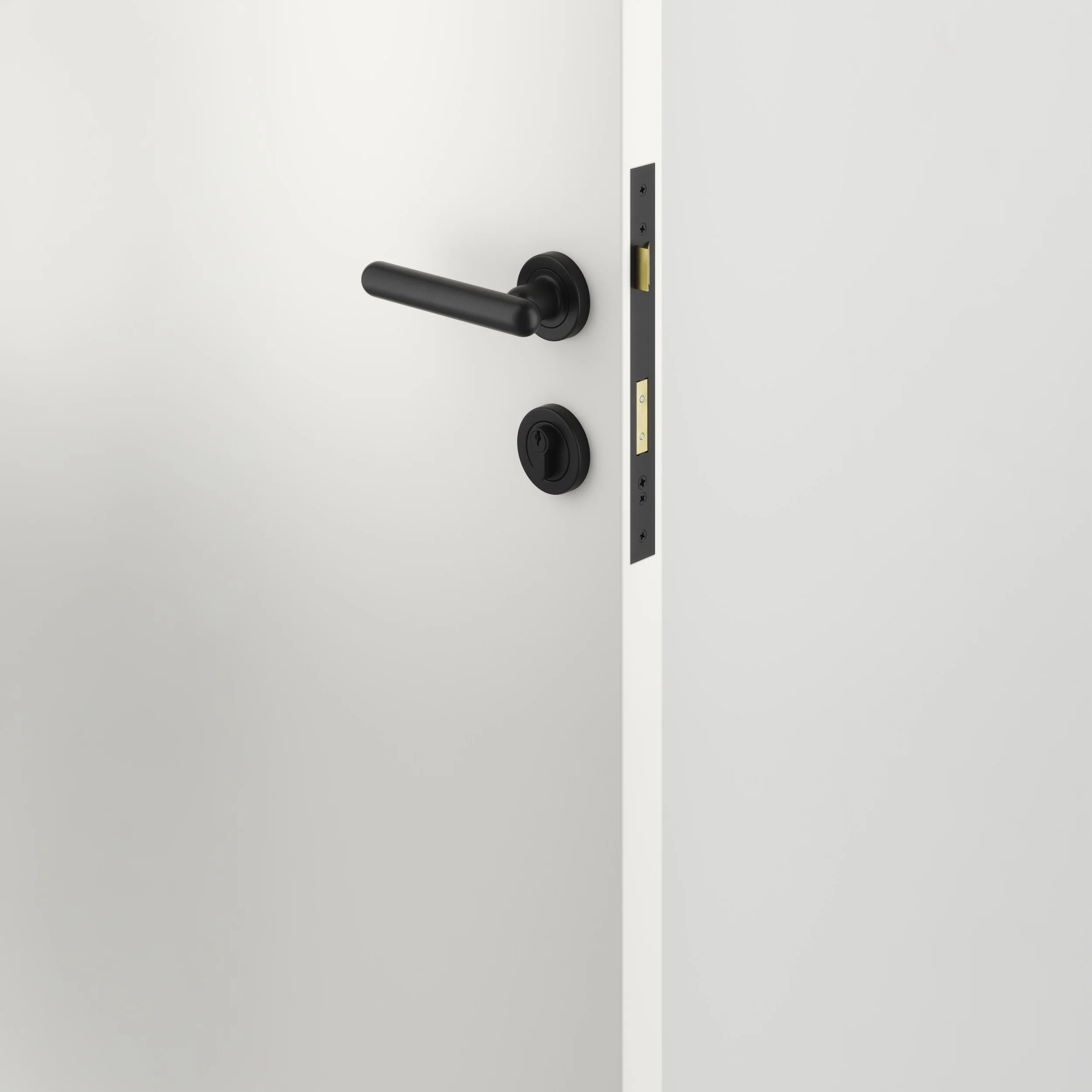 Iver Door Handle Puerto Rose Round Matt Black Key / Key Entrance Kit - Image 2