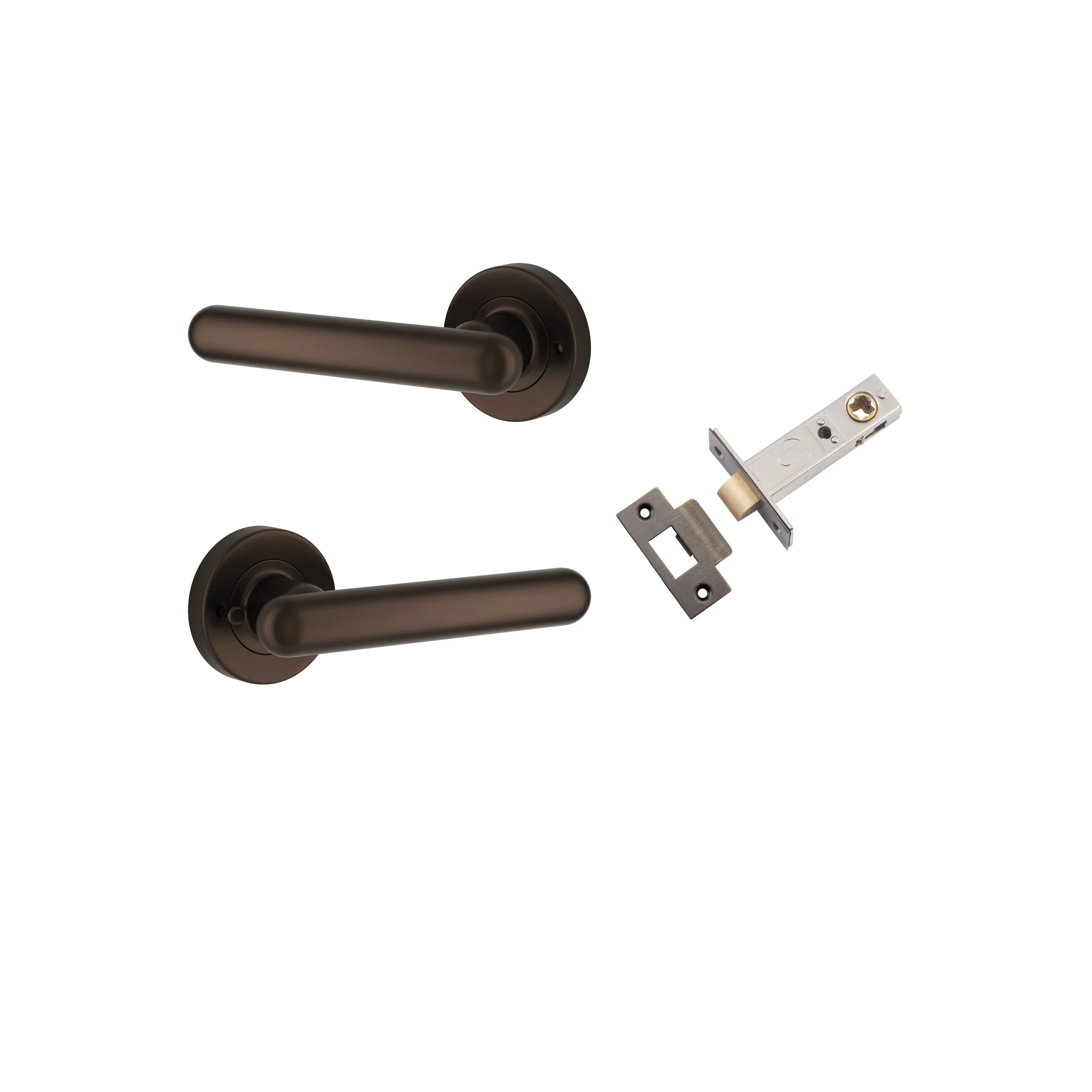 Iver Door Handle Puerto Rose Round Signature Brass Inbuilt Privacy Kit