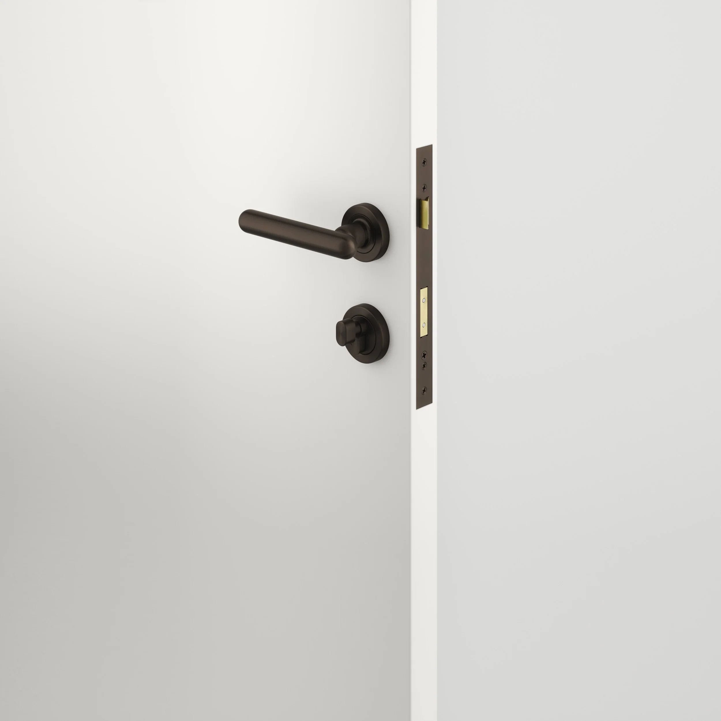 Iver Door Handle Puerto Rose Round Signature Brass Key / Thumb Entrance Kit - Image 2