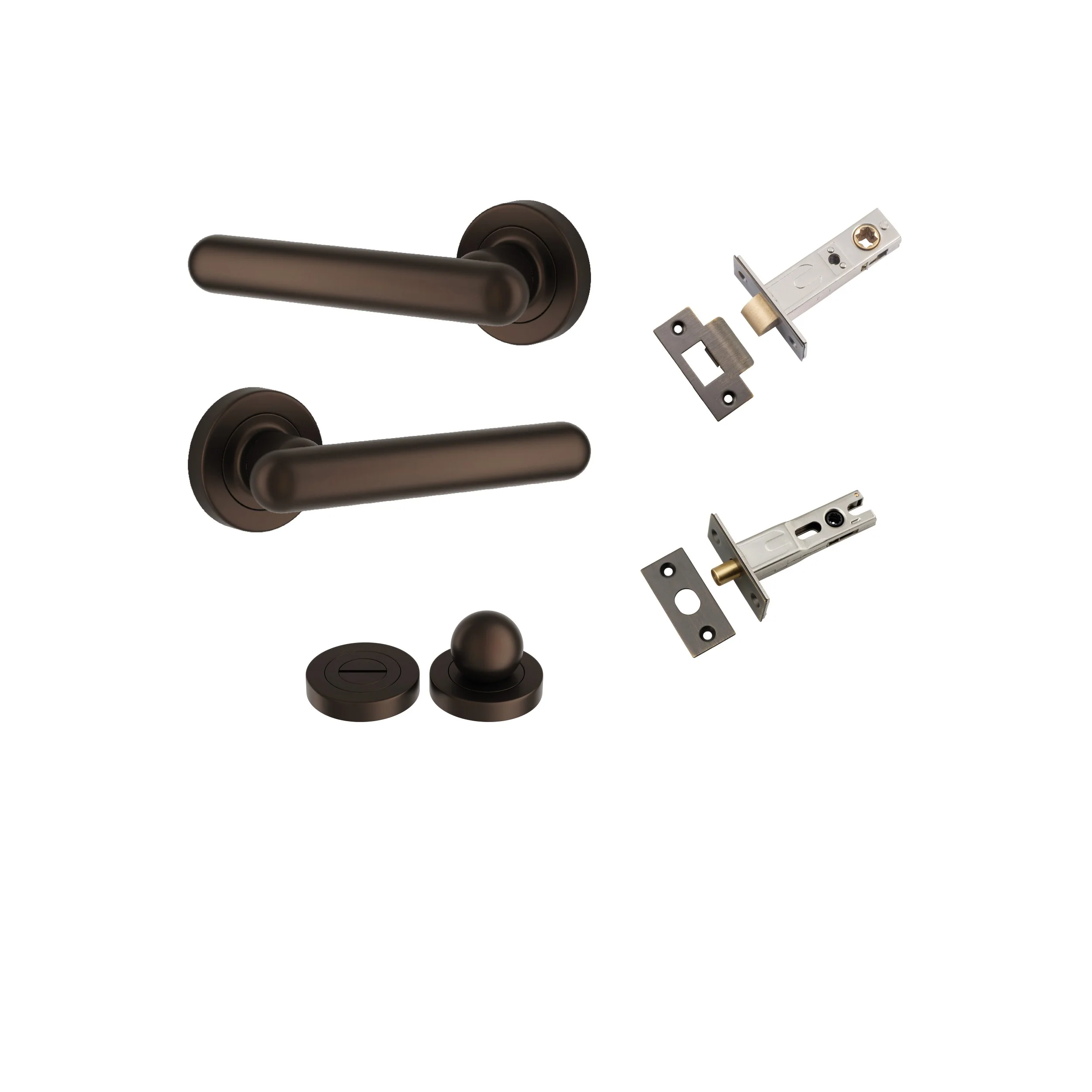 Iver Door Handle Puerto Rose Round Signature Brass Seperate Privacy Kit