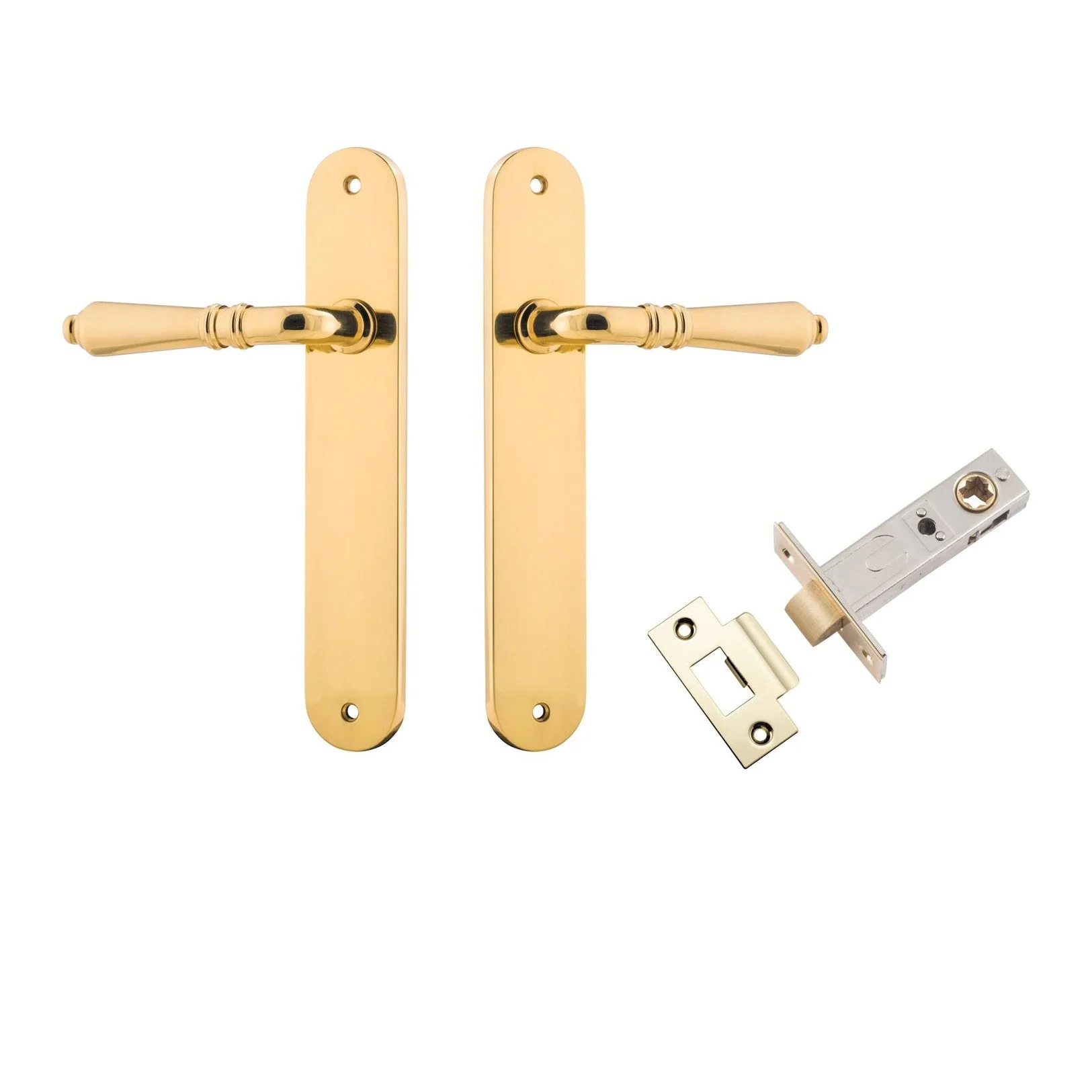 Iver Door Handle Sarlat Oval Latch Polished Brass Passage Kit