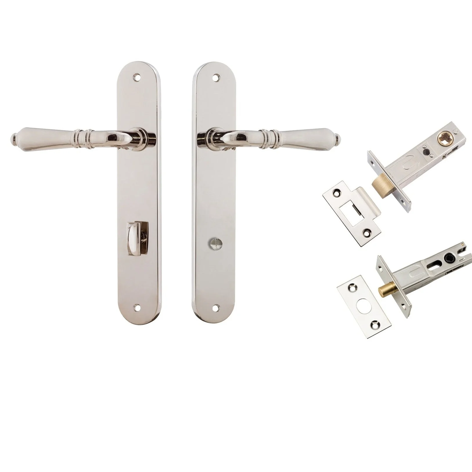 Iver Door Handle Sarlat Oval Privacy Polished Nickel Inbuilt Privacy Kit