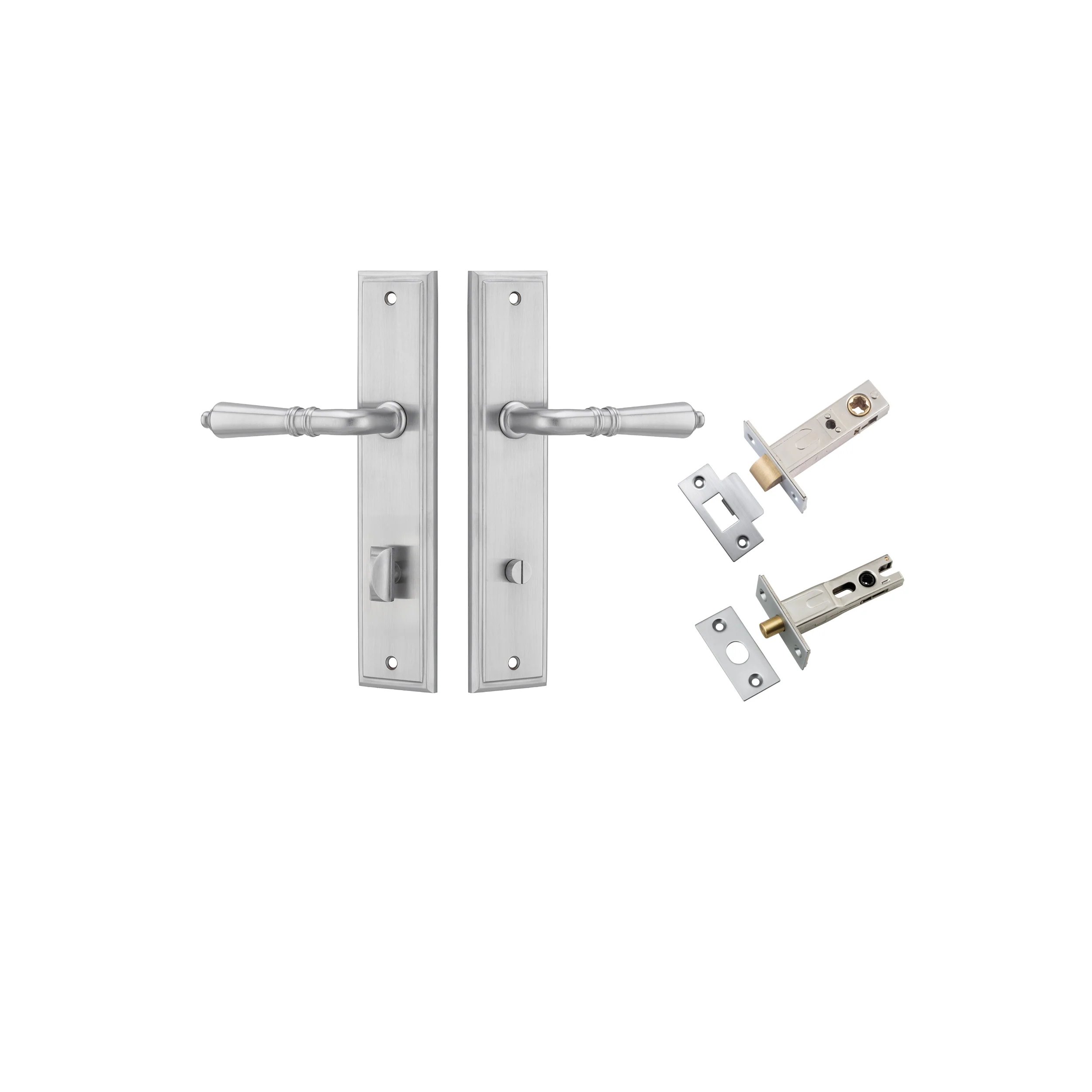 Iver Door Handle Sarlat Stepped Brushed Chrome Privacy Kit