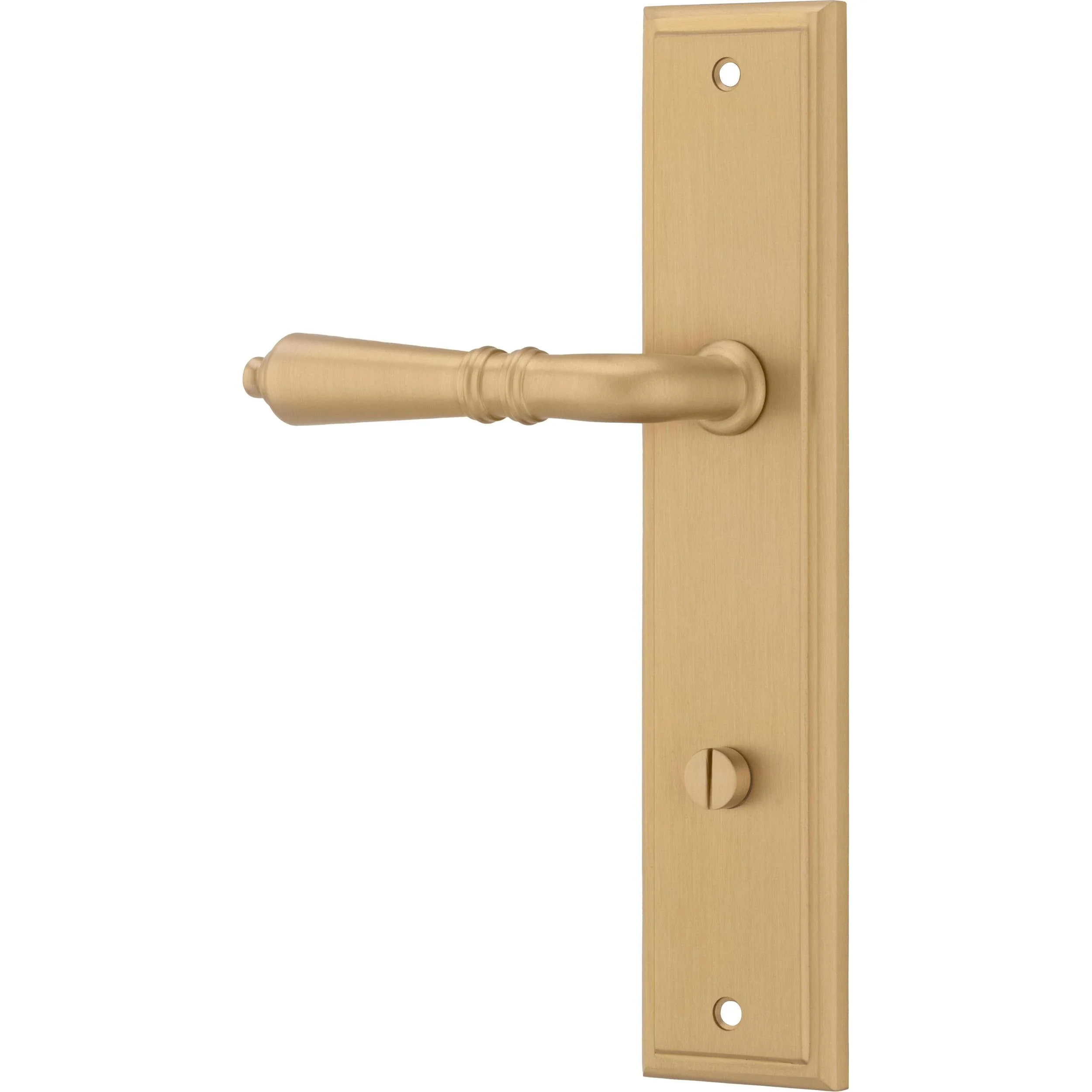Iver Door Handle Sarlat Stepped Privacy Pair Brushed Brass - Image 2