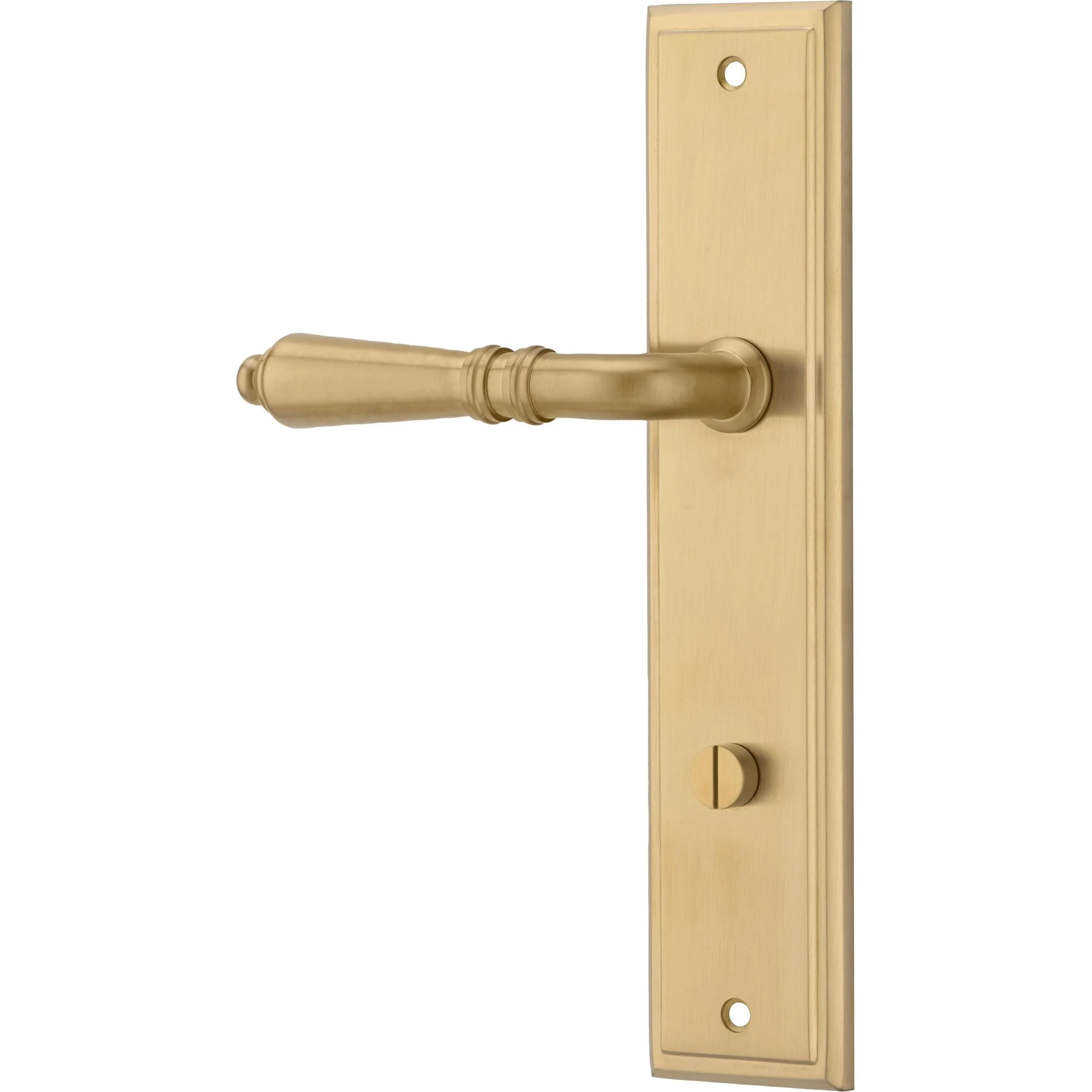 Iver Door Handle Sarlat Stepped Privacy Pair Brushed Gold PVD - Image 2
