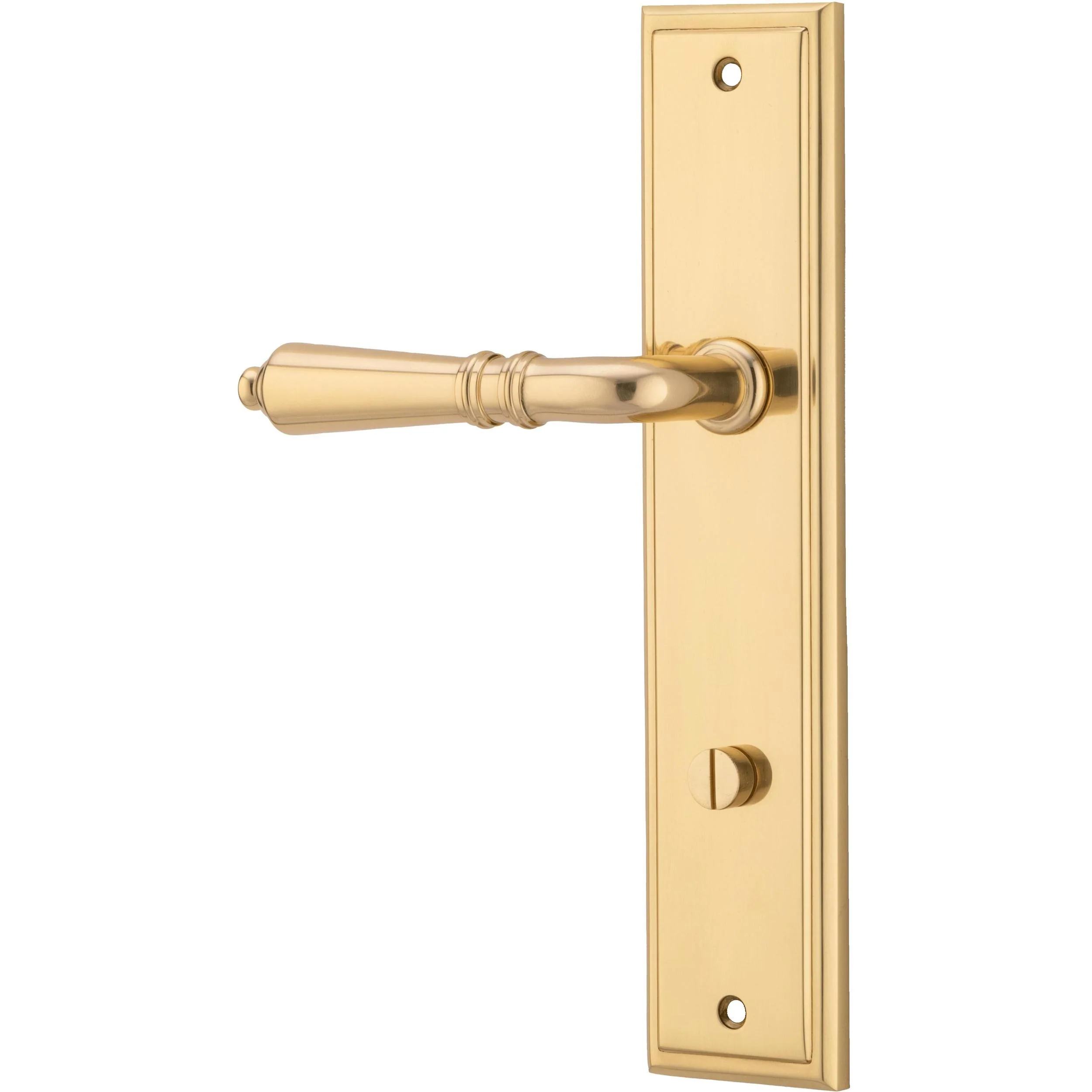 Iver Door Handle Sarlat Stepped Privacy Pair Polished Brass - Image 2
