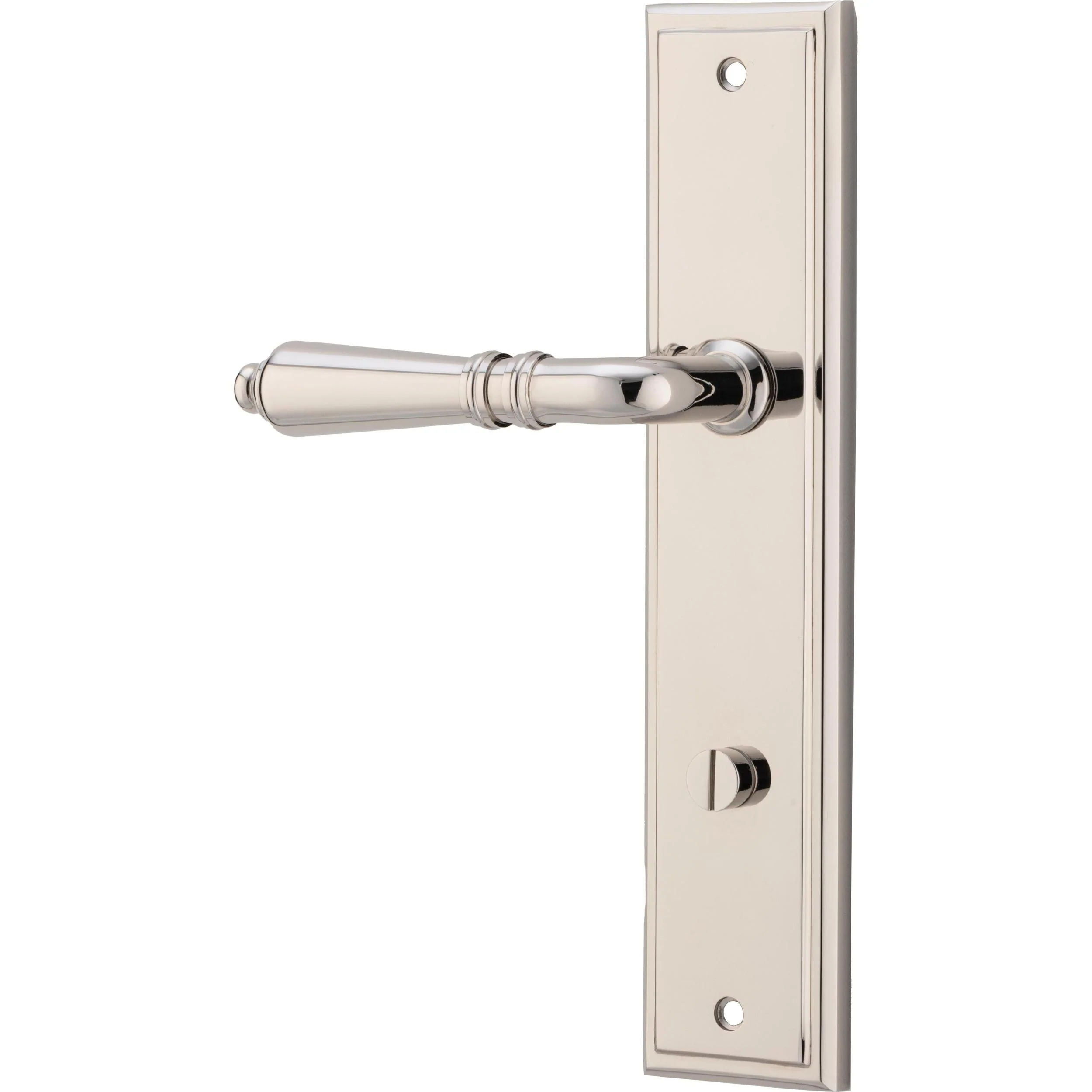 Iver Door Handle Sarlat Stepped Privacy Pair Polished Nickel - Image 2