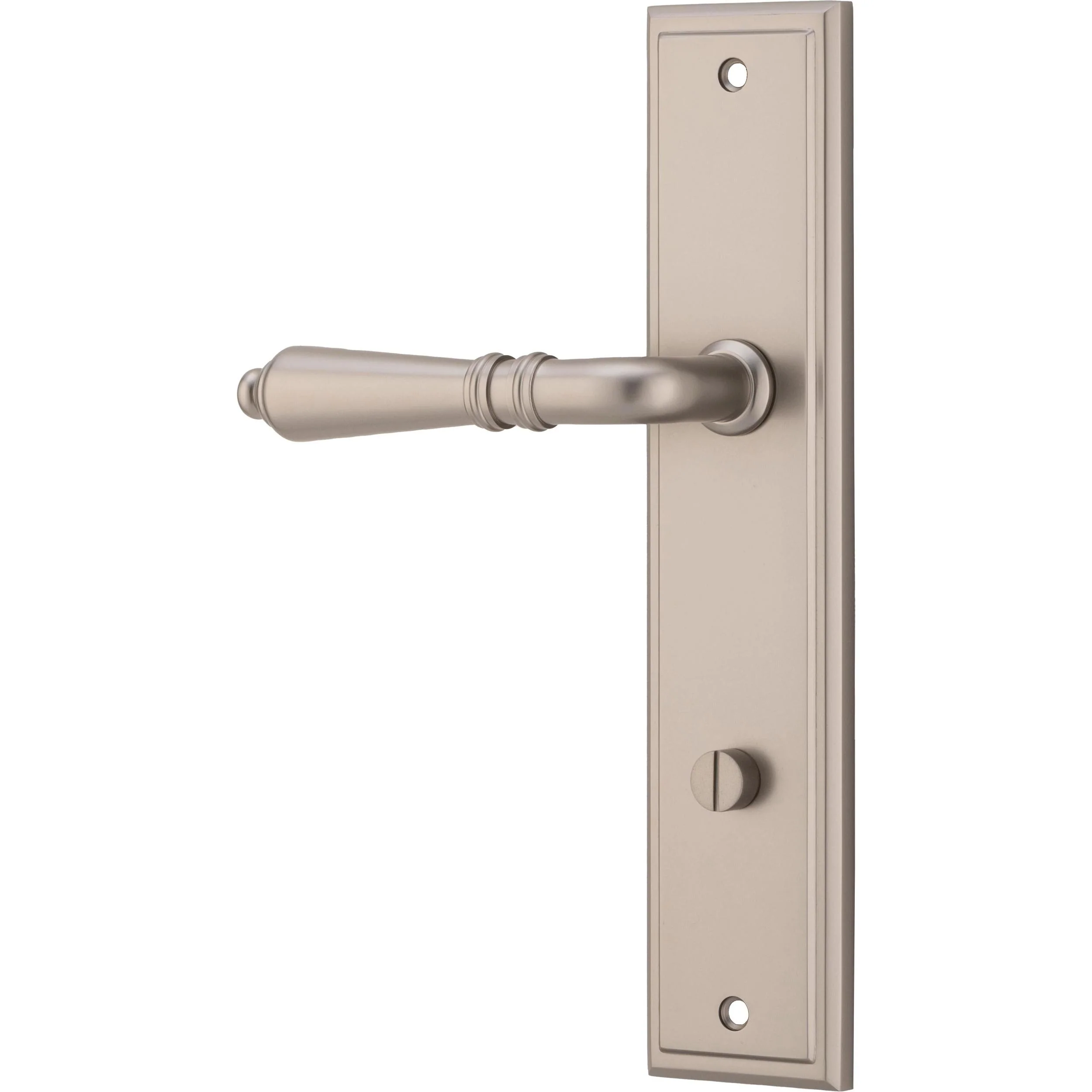 Iver Door Handle Sarlat Stepped Privacy Pair Satin Nickel - Image 2