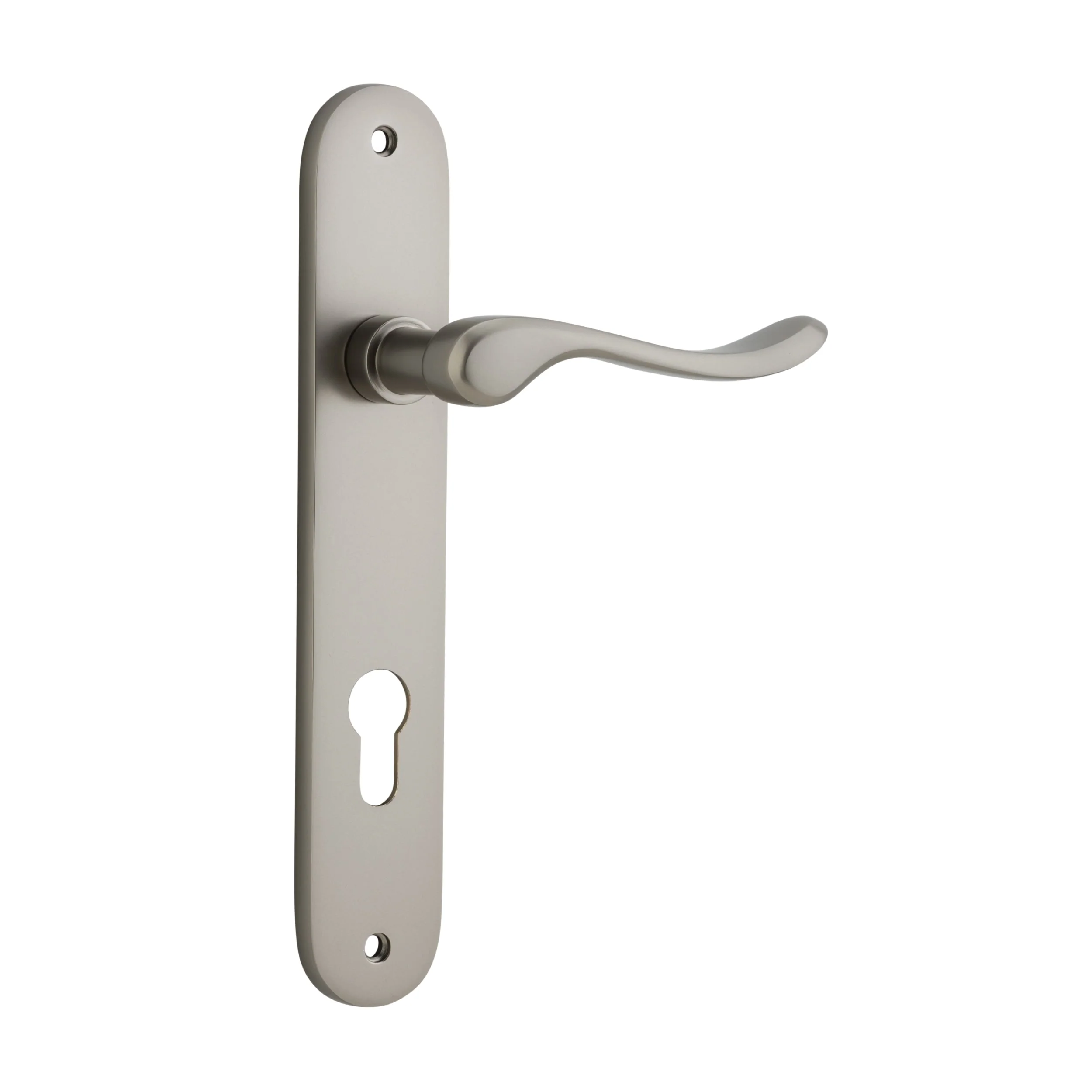 Iver Door Handle Stirling Oval Euro Pair Satin Nickel