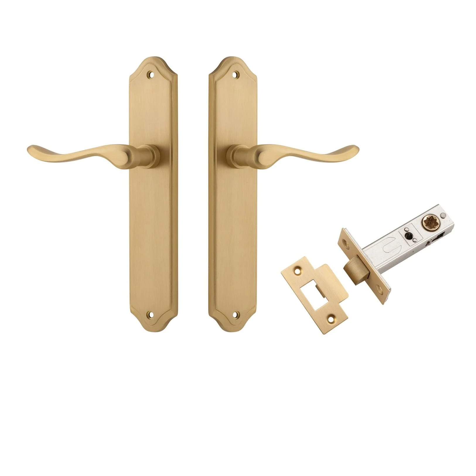 Iver Door Handle Stirling Shouldered Latch Pair Brushed Brass Passage Kit