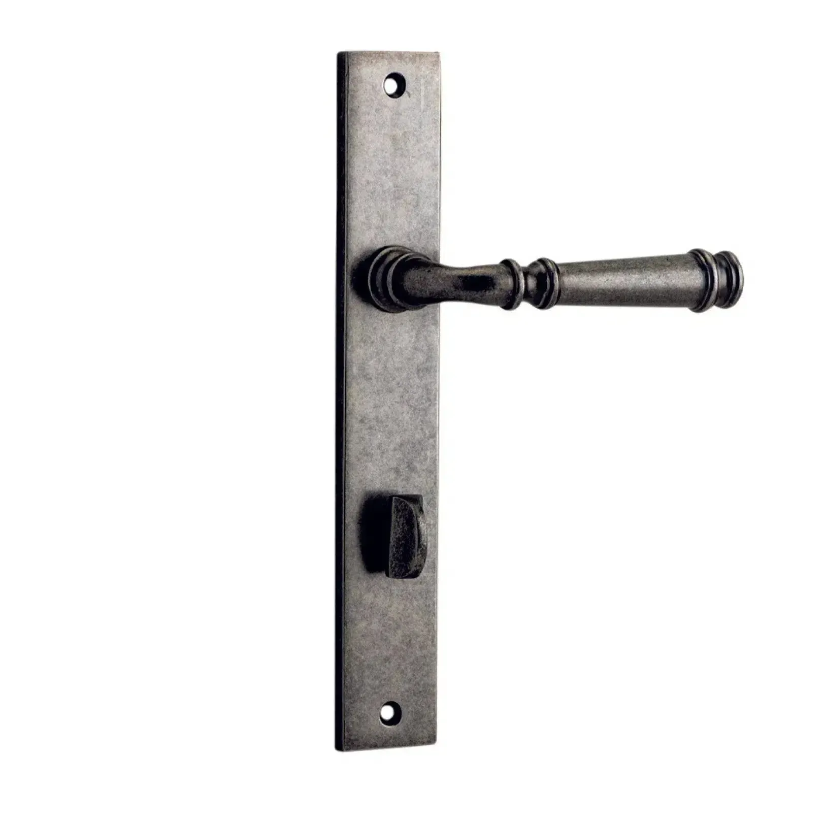 Iver Door Handle Verona Rectangular Privacy Pair Distressed Nickel