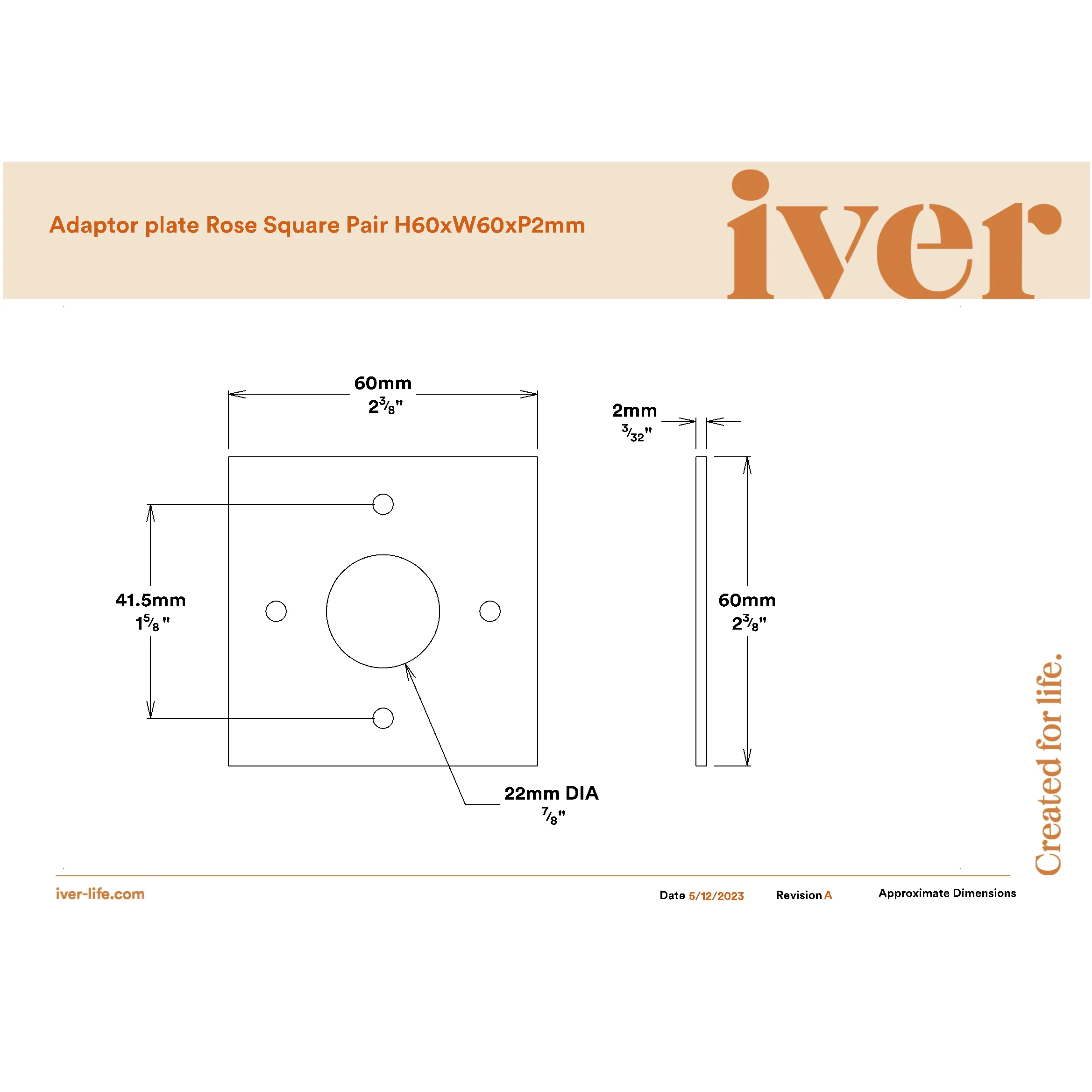 Iver Door Handles & Knobs Adaptor Plate Pair Square Rose Polished Brass - Image 2