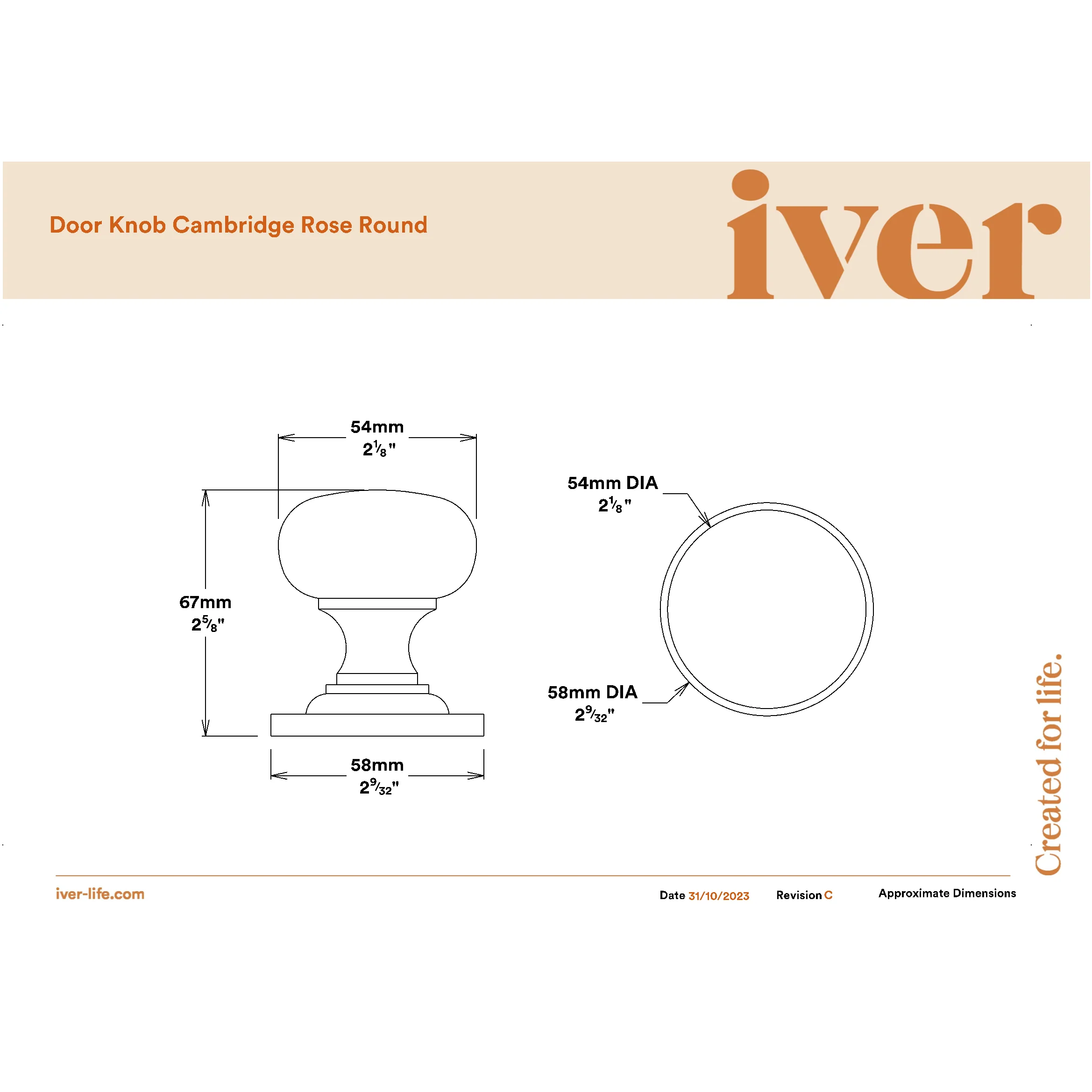 Iver Door Knob Cambridge Round Rose Concealed Fix Matt Black Passage Kit - Image 2