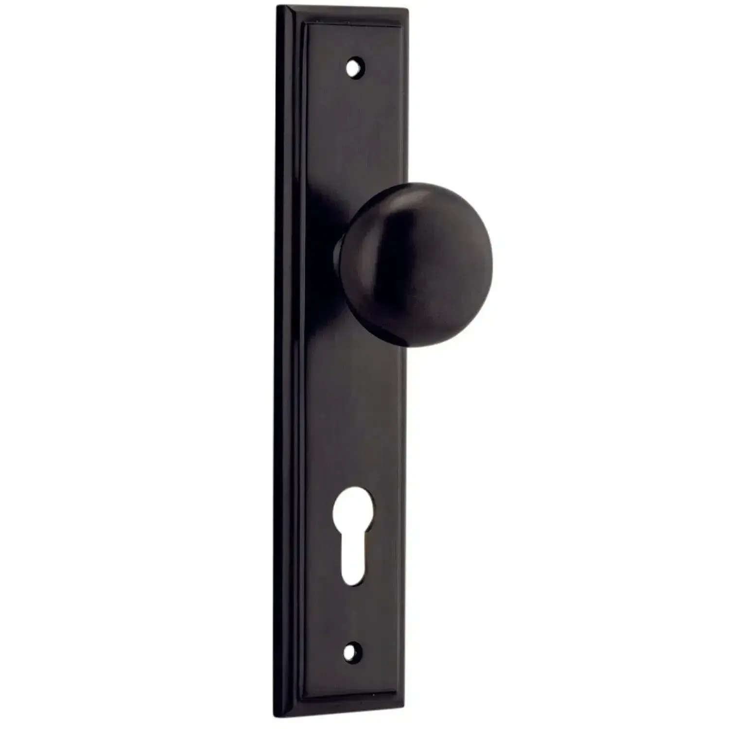 Iver Door Knob Cambridge Stepped Euro Pair Signature Brass