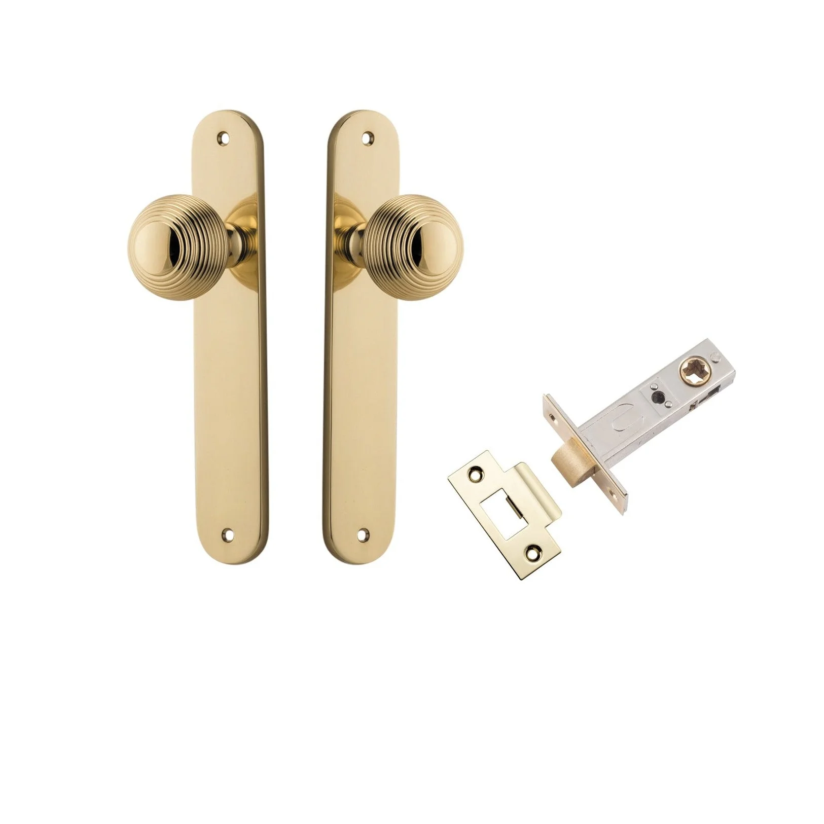 Iver Door Knob Guildford Oval Latch Polished Brass Passage Kit
