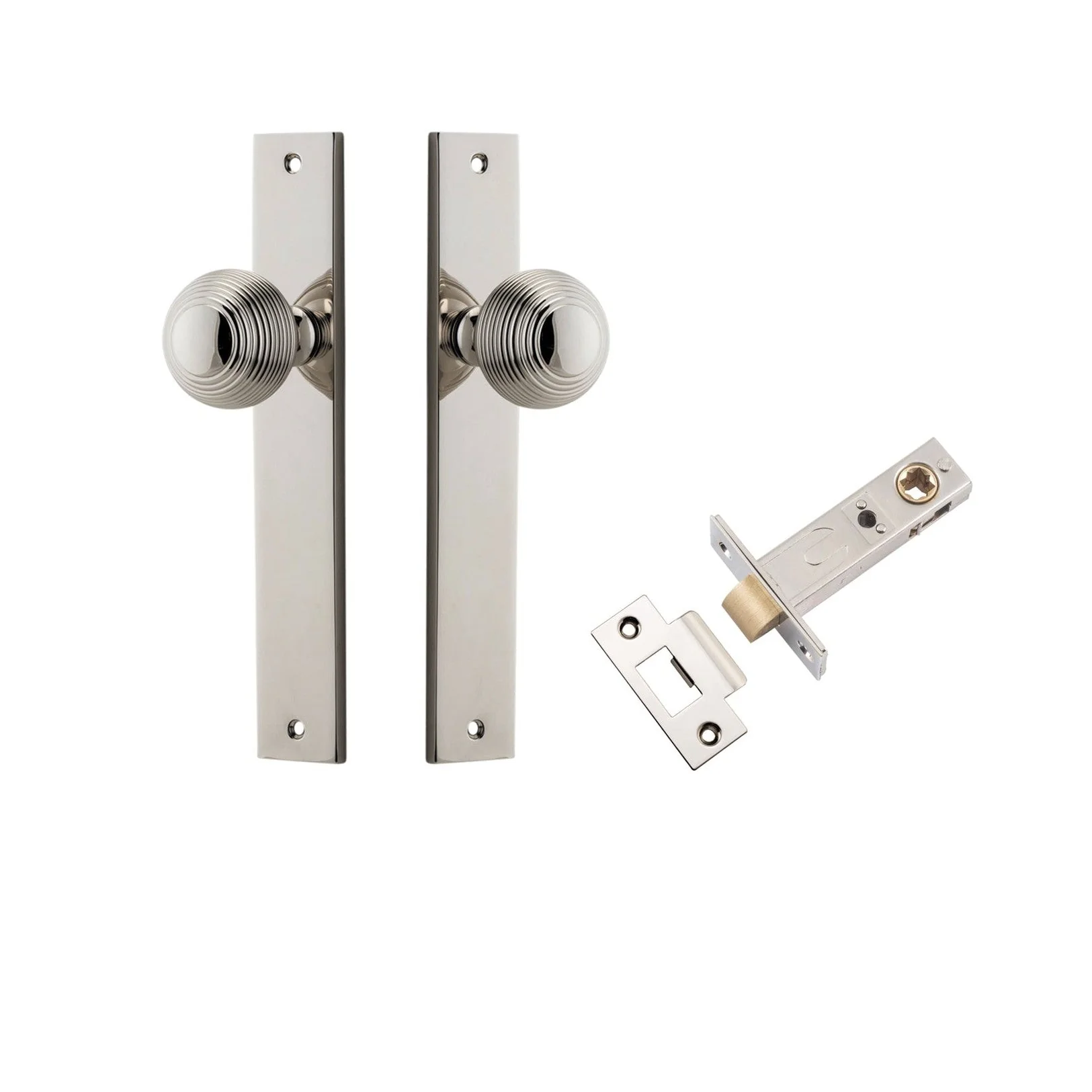 Iver Door Knob Guildford Rectangular Latch Polished Nickel Passage Kit