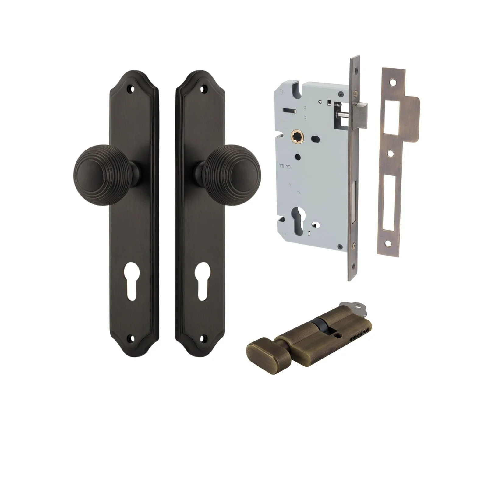 Iver Door Knob Guildford Shouldered Euro Key/Thumb Signature Brass Entrance Kit
