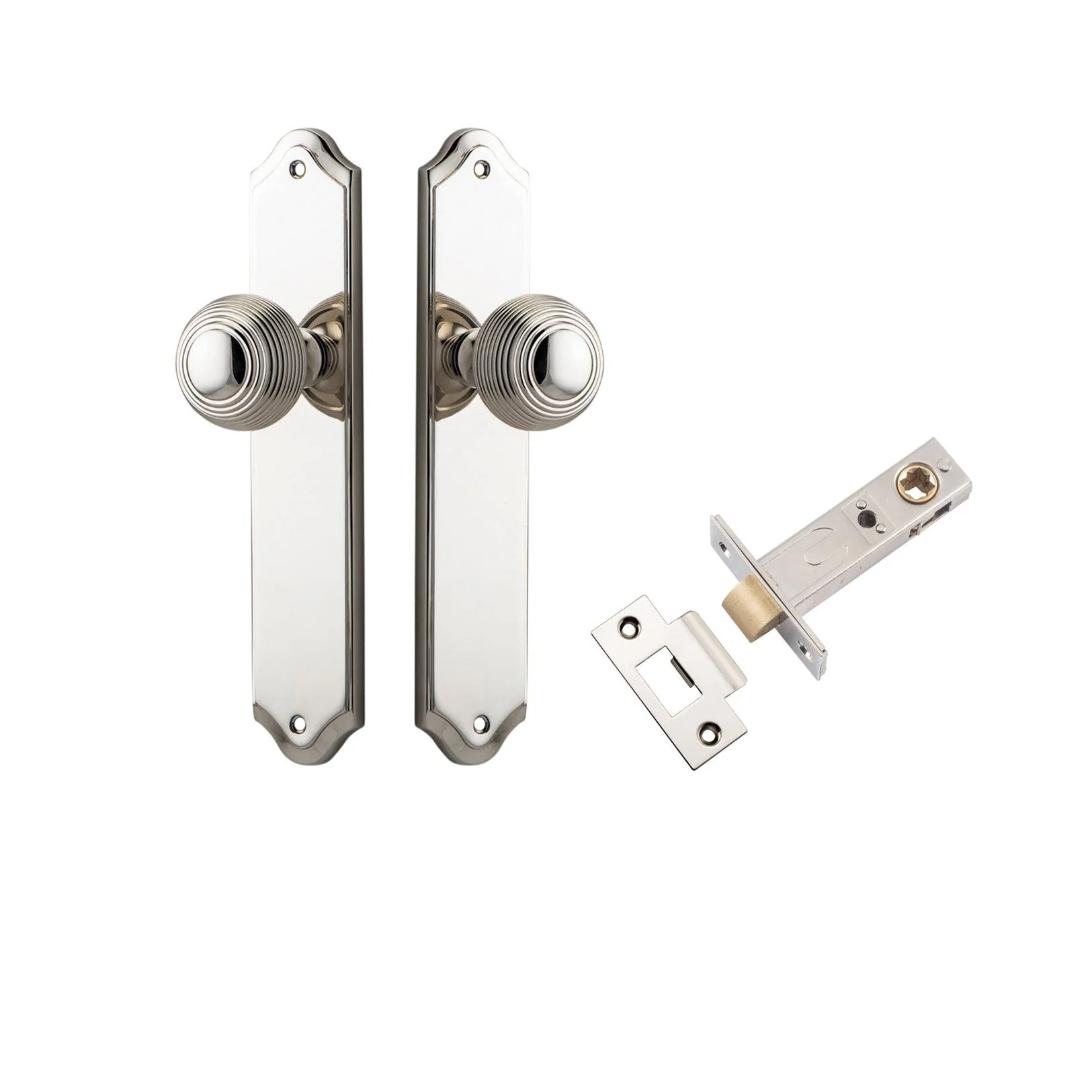 Iver Door Knob Guildford Shouldered Latch Polished Nickel Passage Kit