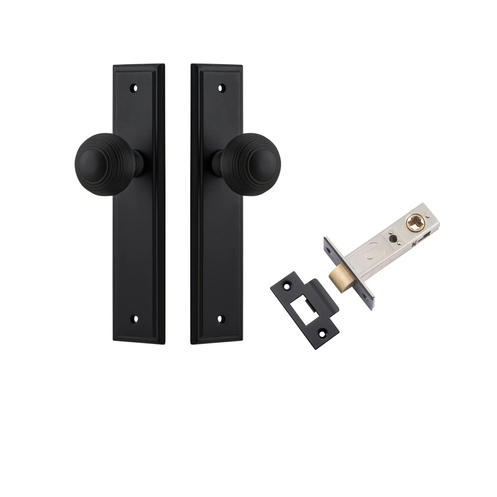 Iver Door Knob Guildford Stepped Latch Matt Black Passage Kit