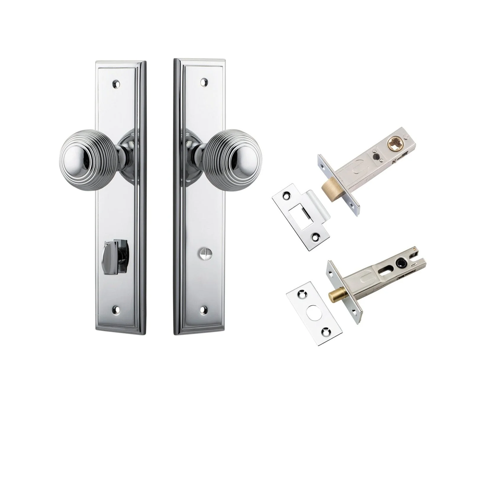 Iver Door Knob Guildford Stepped Privacy Polished Chrome Inbuilt Privacy Kit