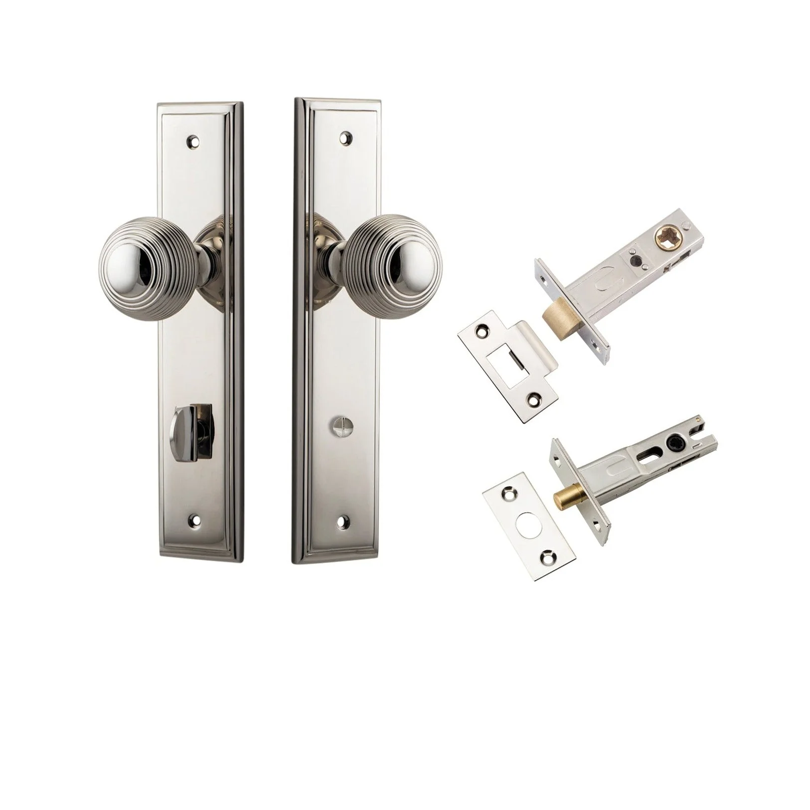Iver Door Knob Guildford Stepped Privacy Polished Nickel Inbuilt Privacy Kit