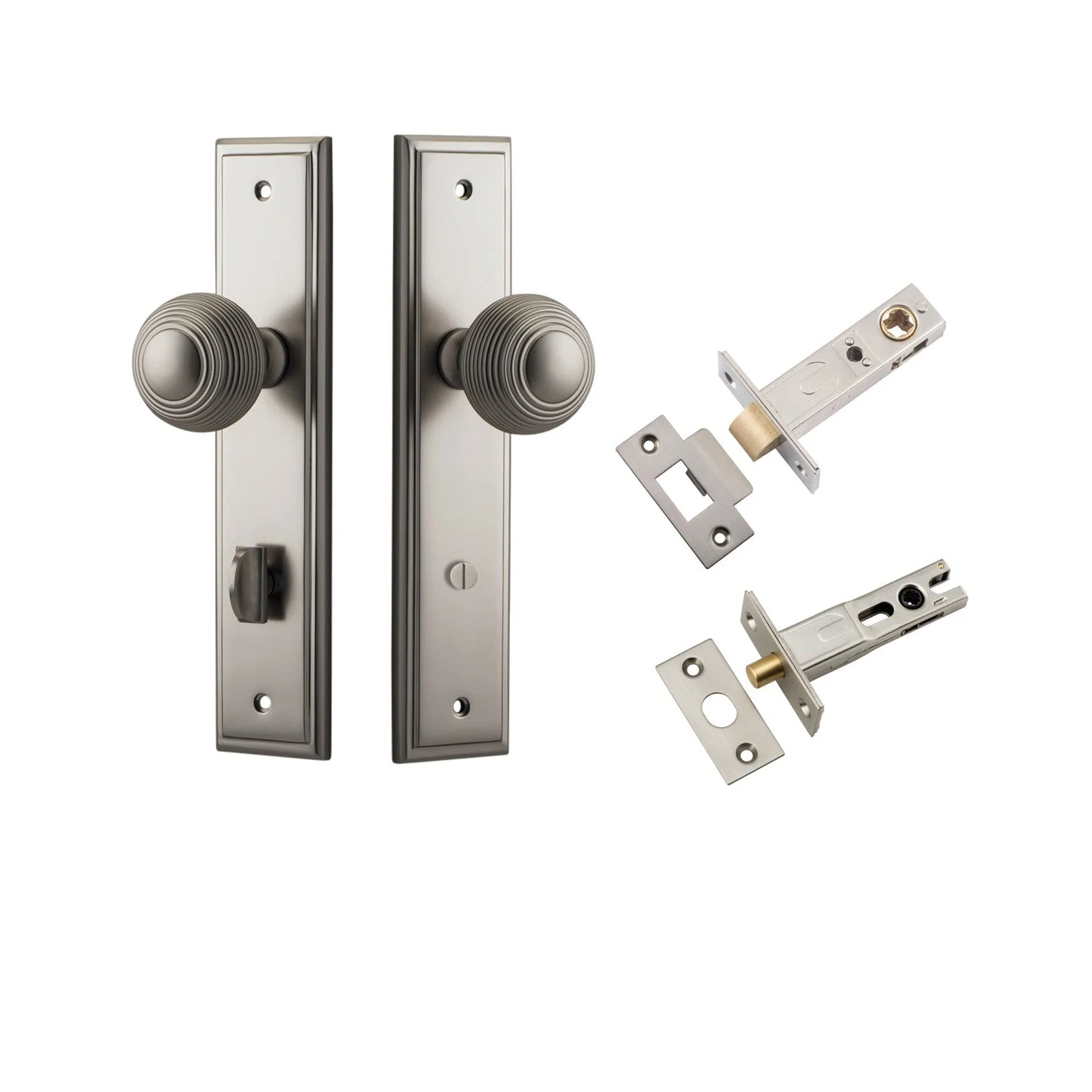 Iver Door Knob Guildford Stepped Privacy Satin Nickel Inbuilt Privacy Kit