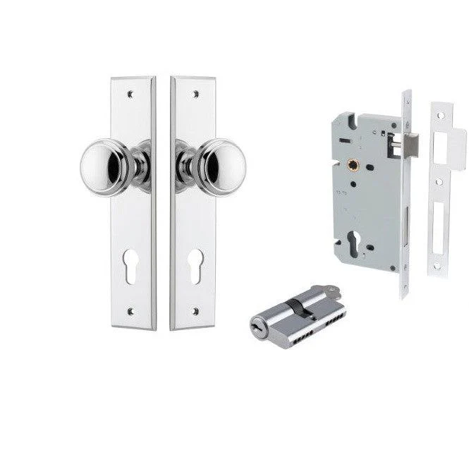 Iver Door Knob Paddington Chamfered Key/Key Polished Chrome Entrance Kit