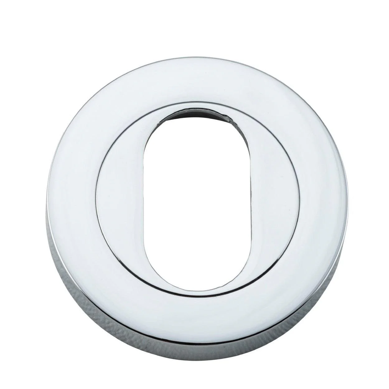 Iver Escutcheon Oval Round Pair Polished Chrome