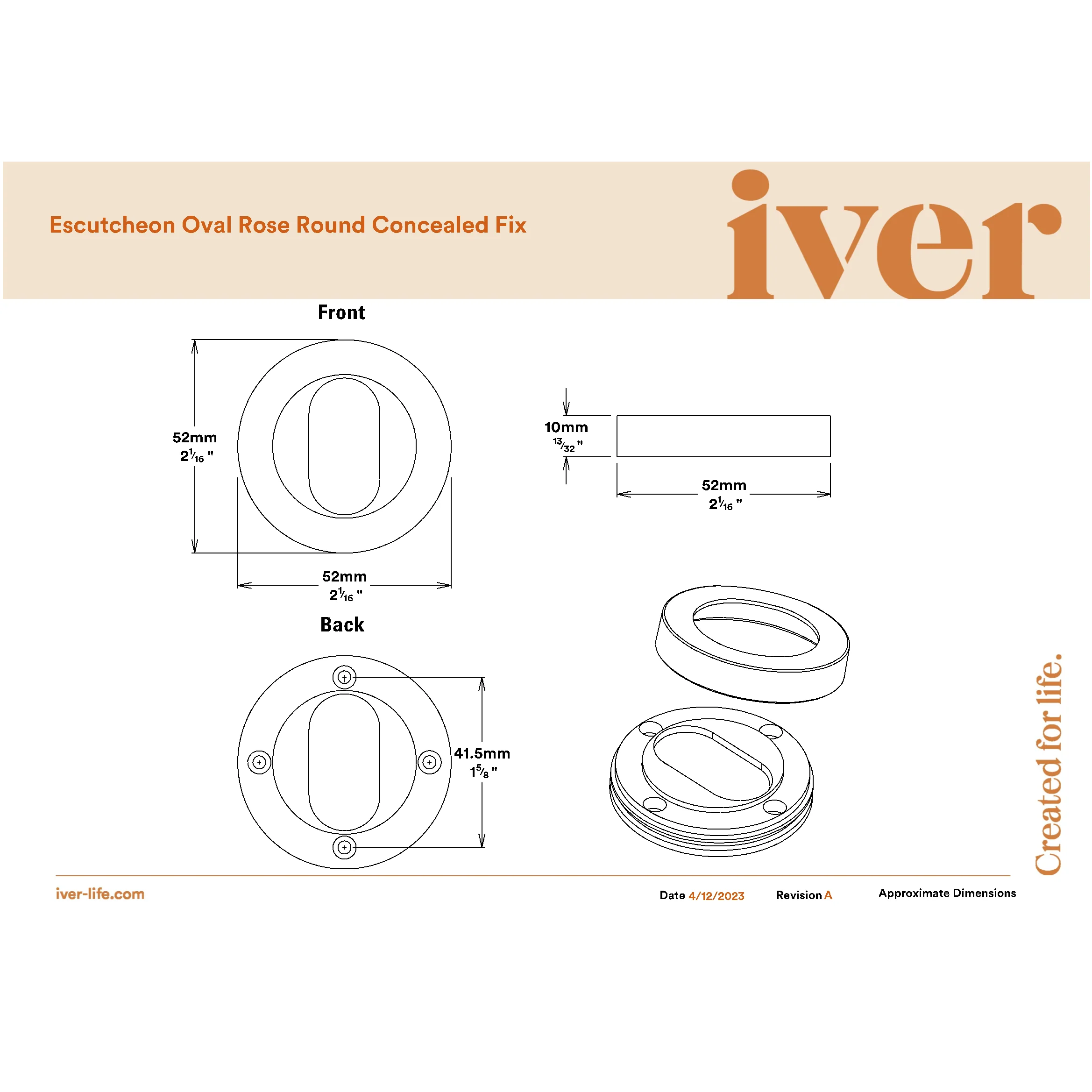 Iver Escutcheon Oval Round Pair Signature Brass - Image 2