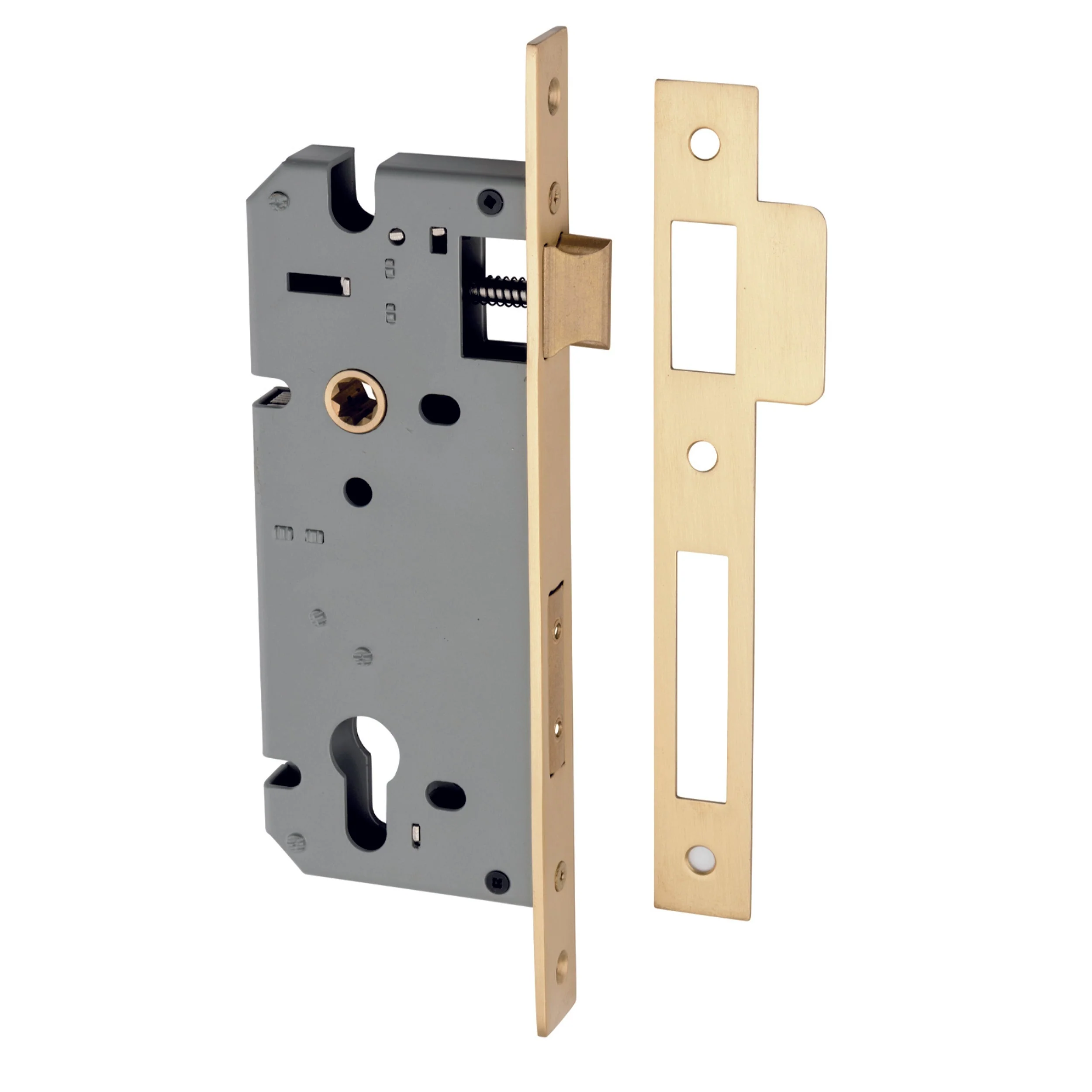Iver Mortice Lock Euro Brushed Brass CTC85mm Backset 45mm