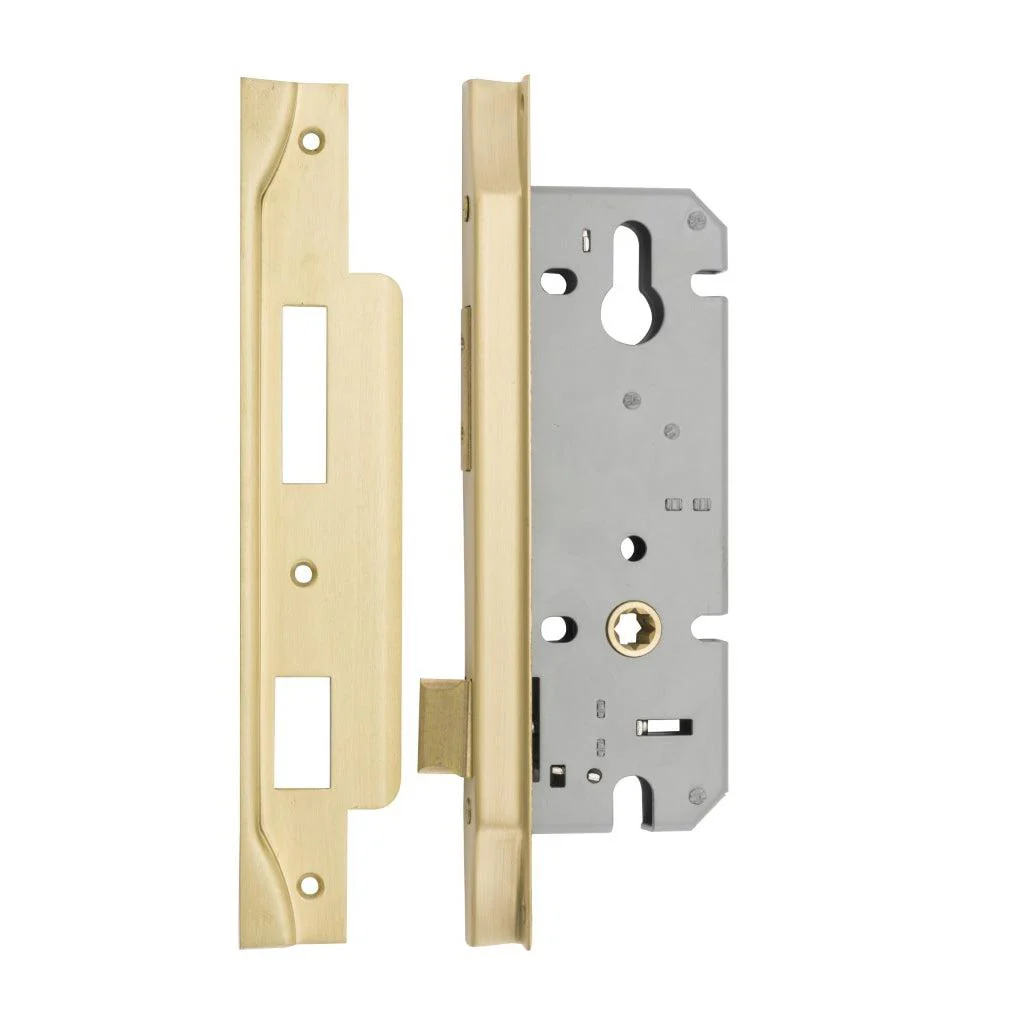 Iver Mortice Lock Euro Rebated Brushed Gold PVD CTC85mm Backset 45mm