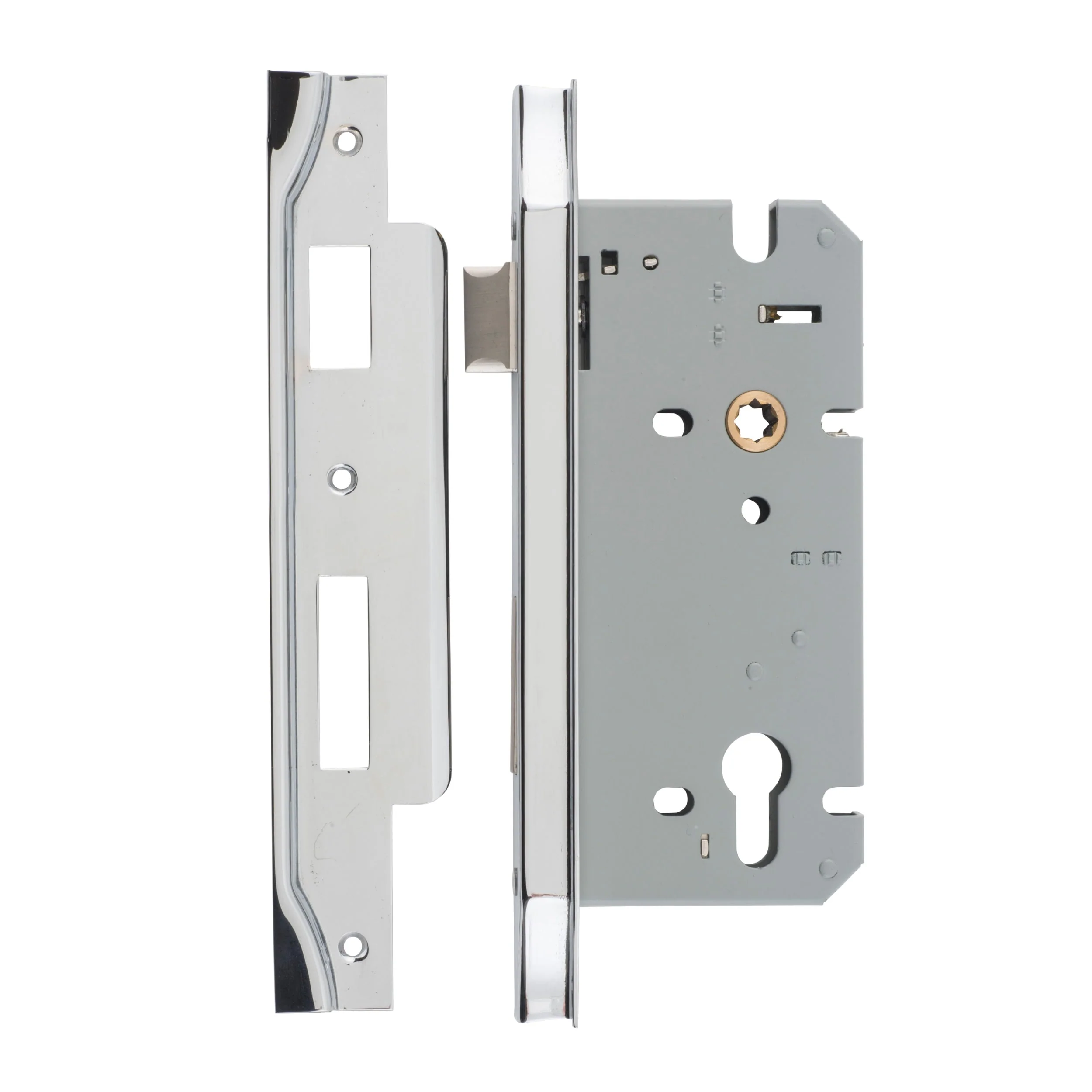 Iver Mortice Lock Euro Rebated Polished Chrome CTC85mm Backset 60mm