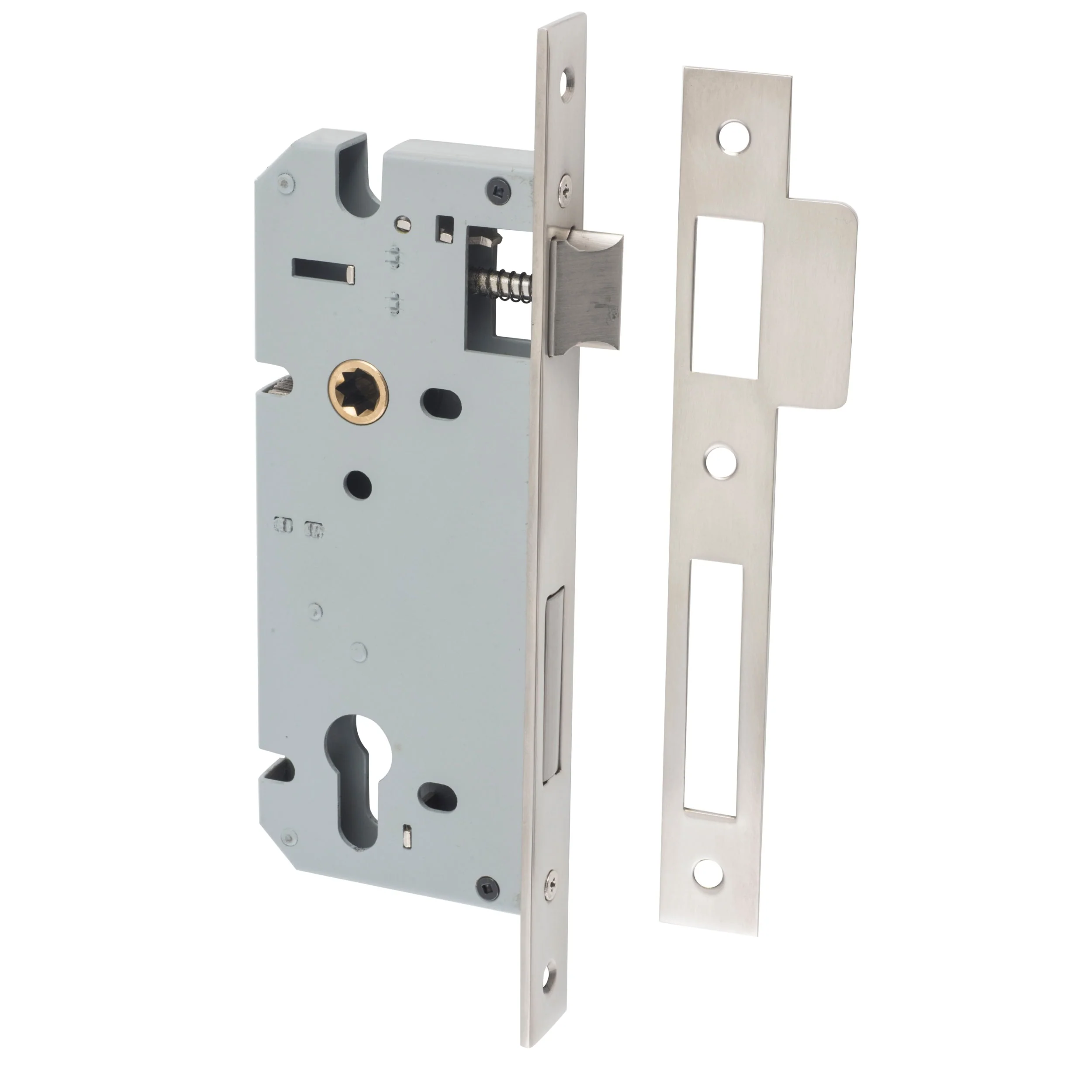 Iver Mortice Lock Euro Satin Nickel CTC85mm Backset 45mm