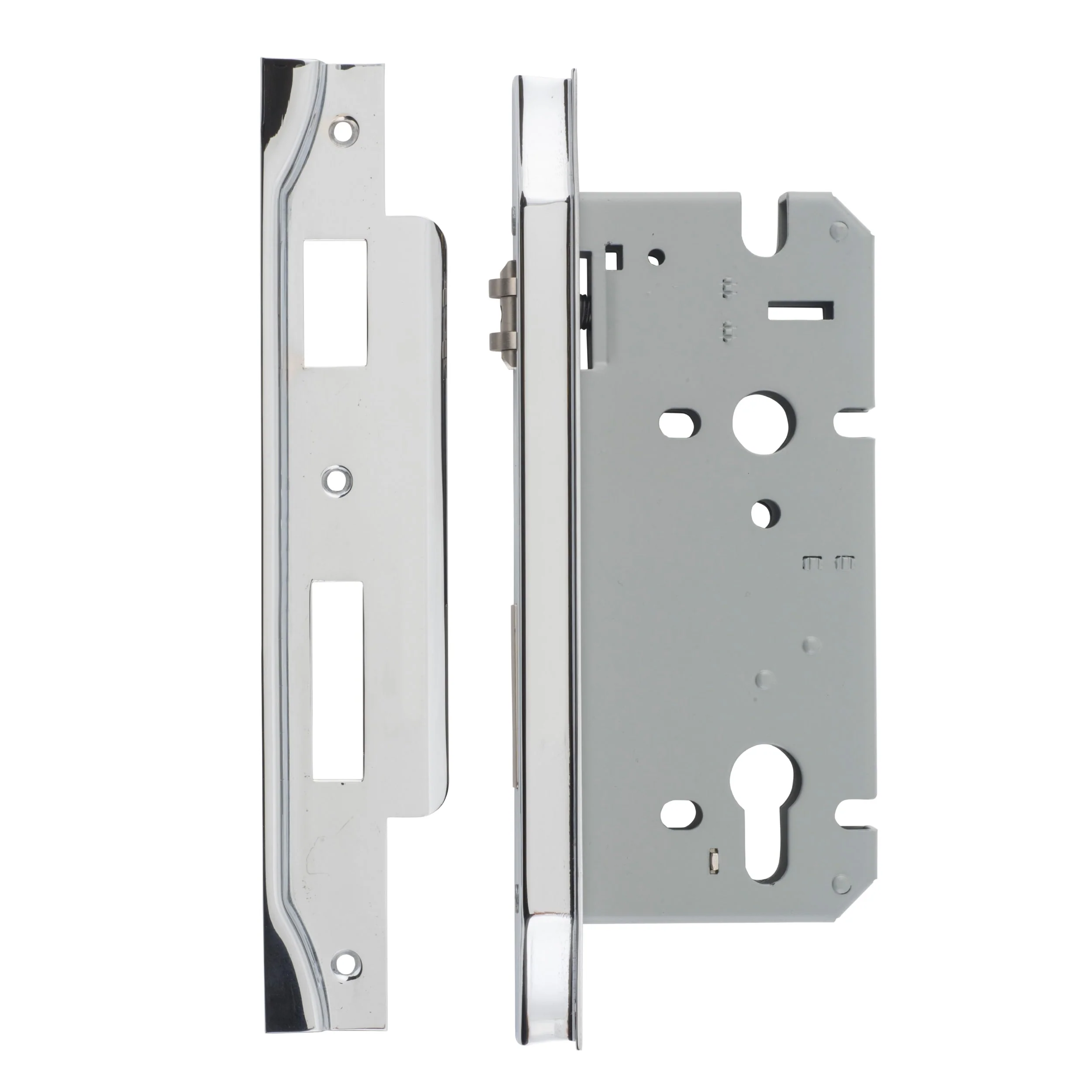 Iver Mortice Lock Roller Euro Rebated Polished Chrome CTC85mm Backset 60mm