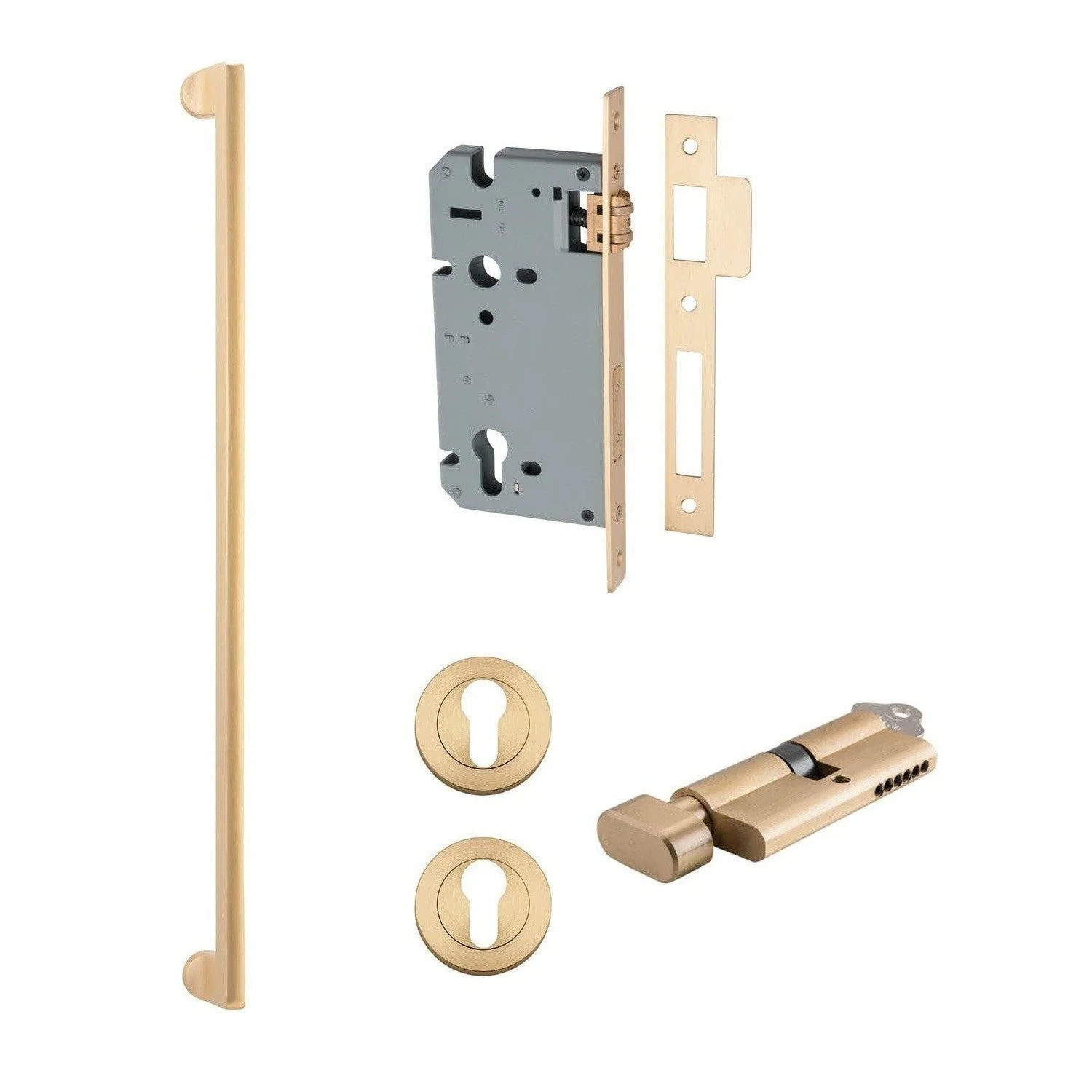 Iver Pull Handle Baltimore Key/Thumb Brushed Brass Entrance Kit