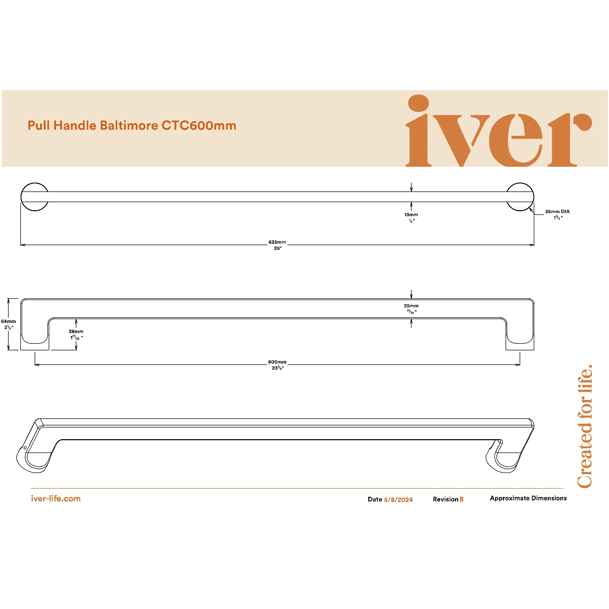 Iver Pull Handle Baltimore Key/Thumb Brushed Brass Entrance Kit - Image 2
