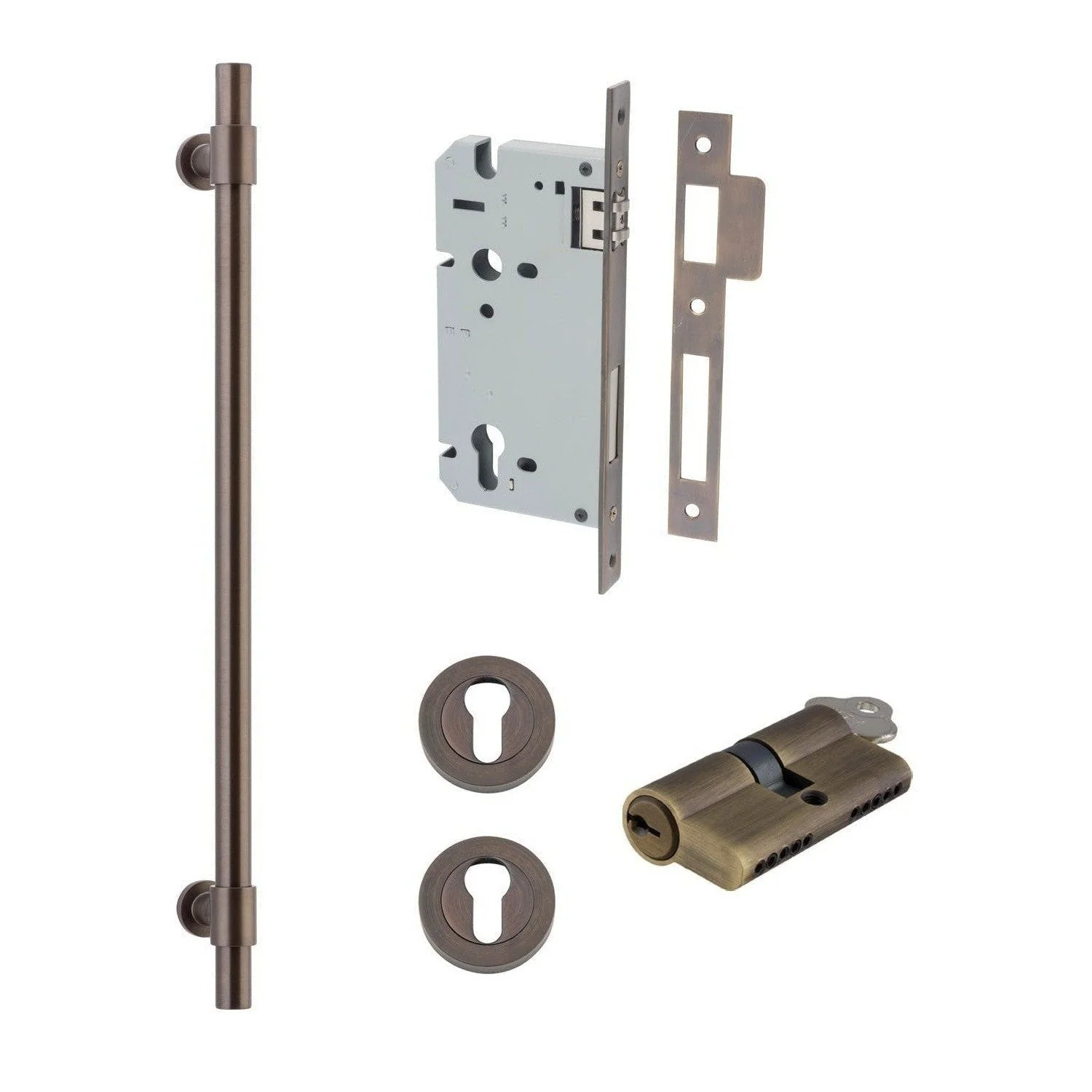 Iver Pull Handle Helsinki Key/Key Signature Brass CTC450mm Entrance Kit
