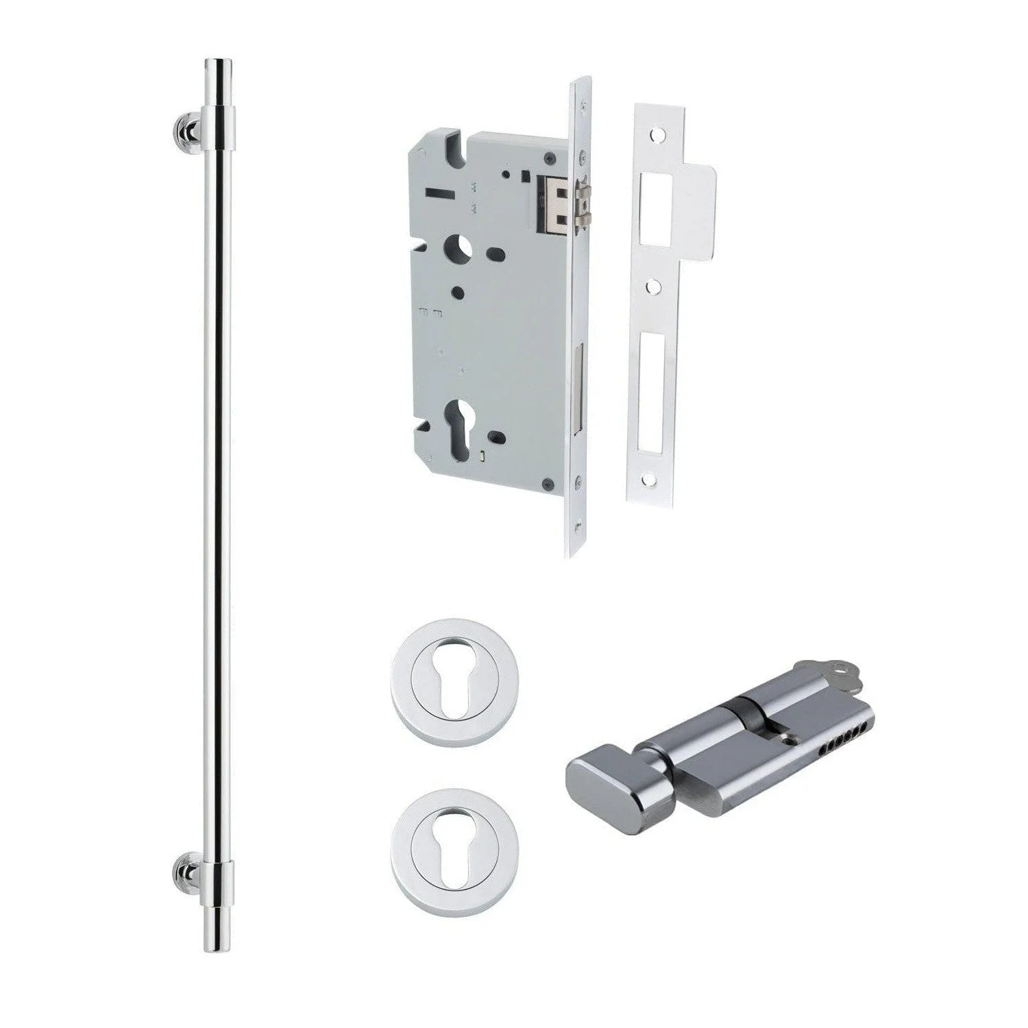 Iver Pull Handle Helsinki Key/Thumb Polished Chrome CTC600mm Entrance Kit