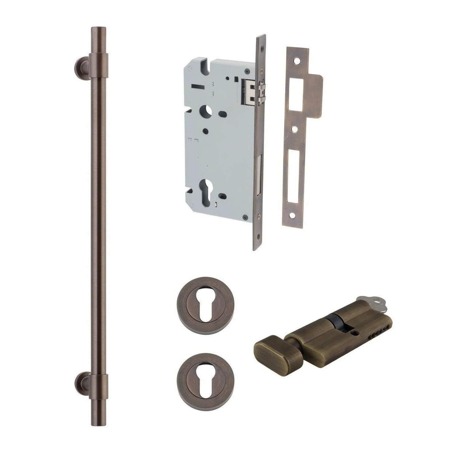 Iver Pull Handle Helsinki Key/Thumb Signature Brass CTC450mm Entrance Kit